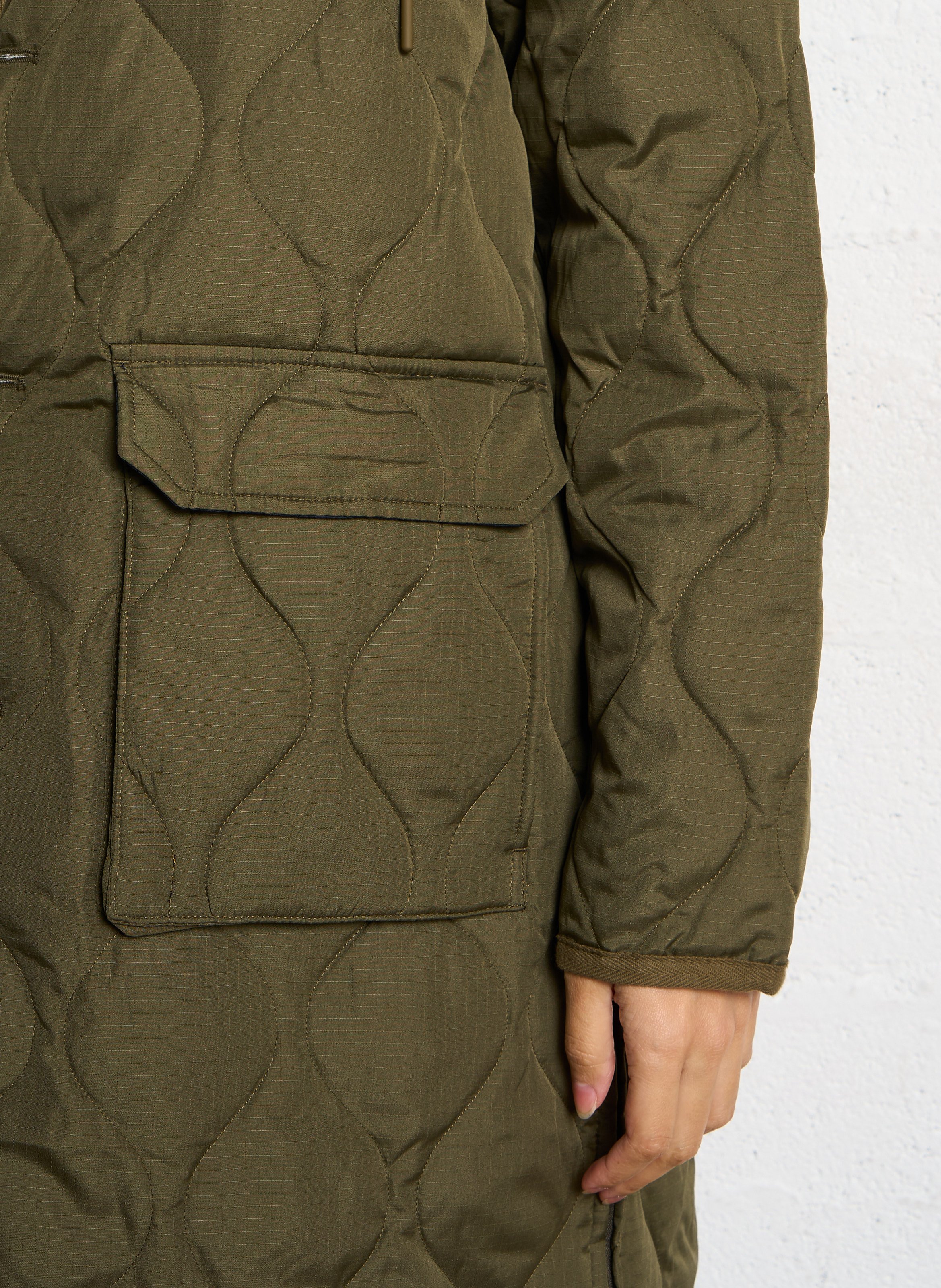 Manteau droit à capuche TAION Kaki