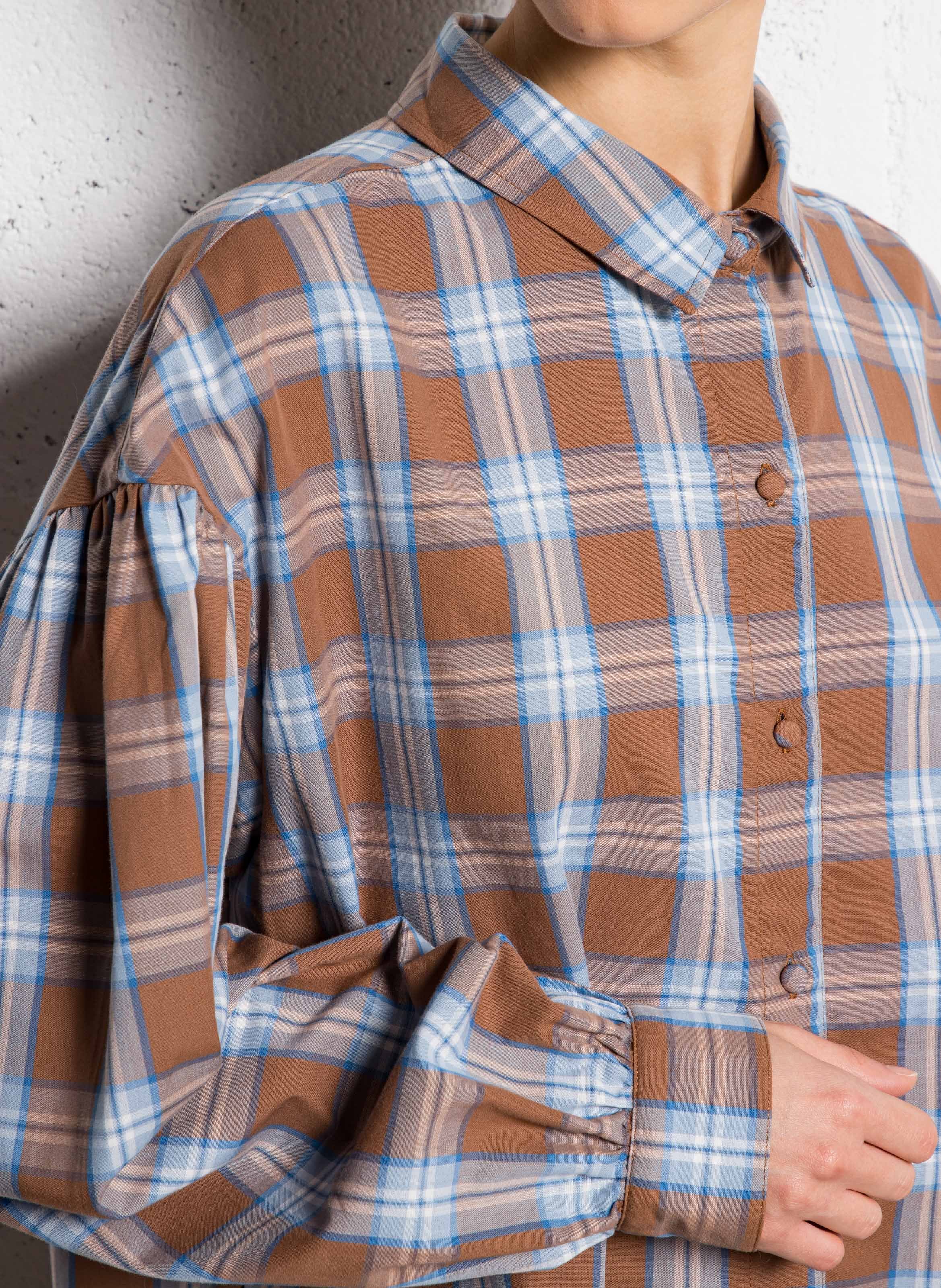 Chemise droite à carreaux  THE TINY BIG SISTER Marron