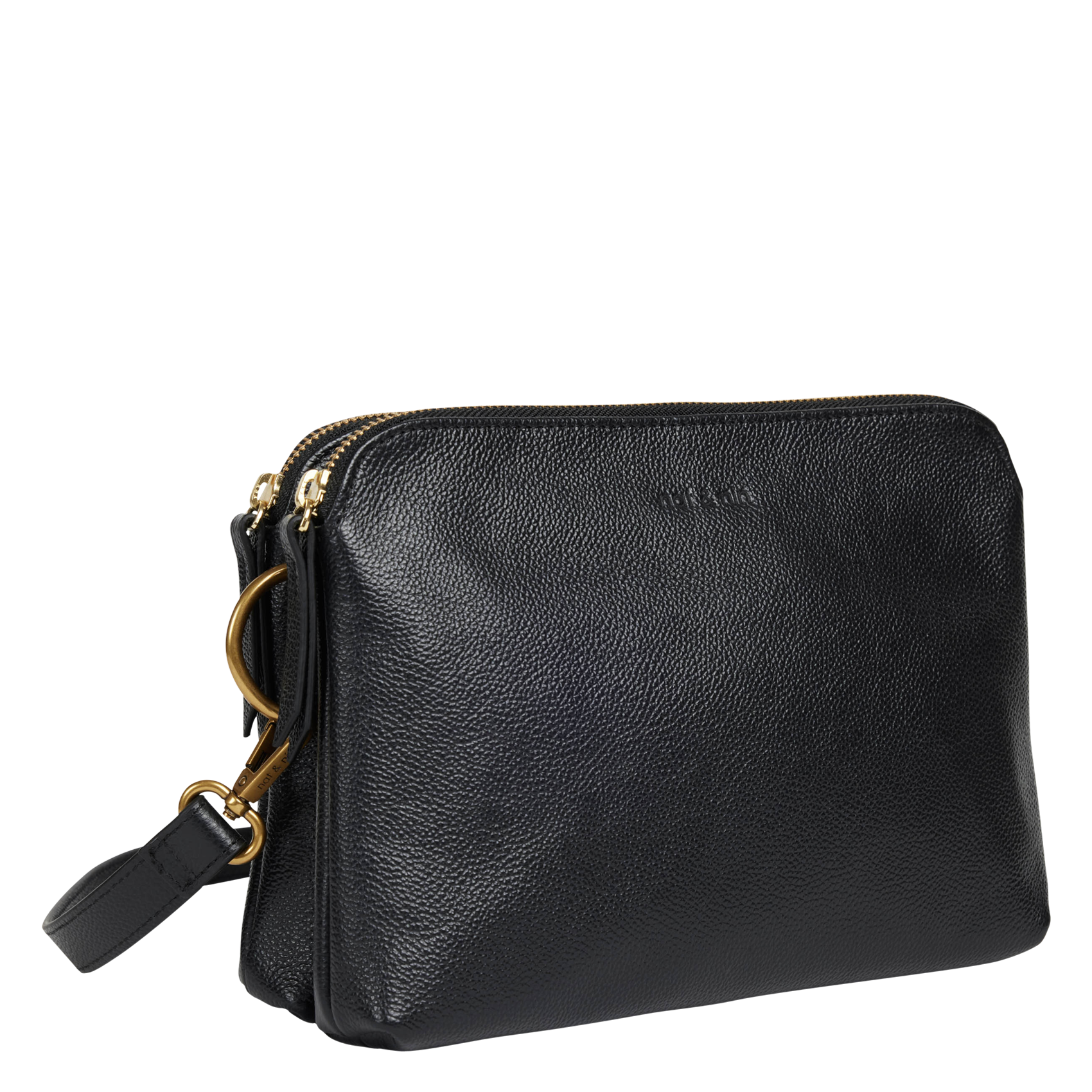Sac bandoulière en cuir grainé  NAT & NIN Noir