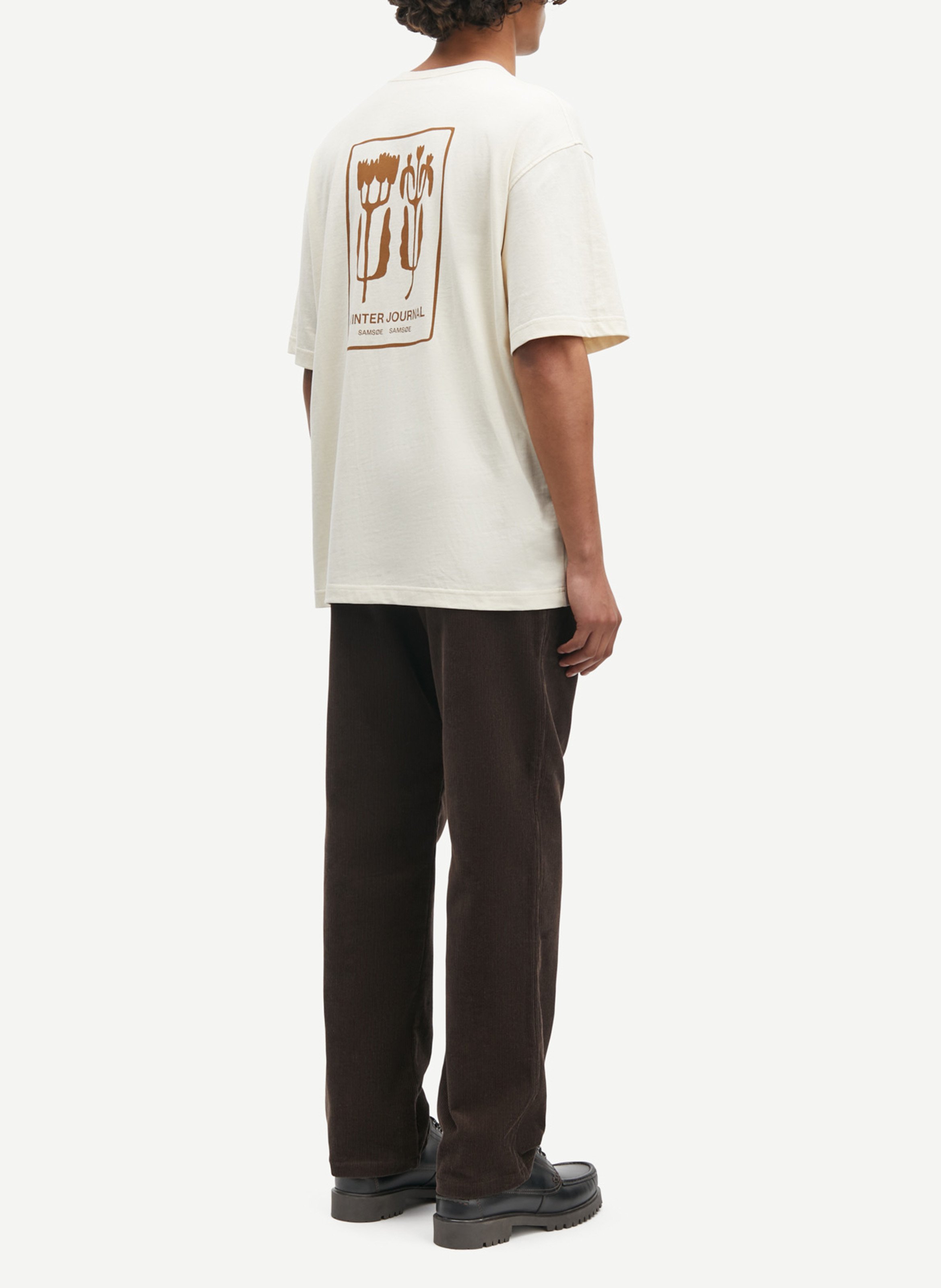 Straight cotton-blend T-shirt Beige