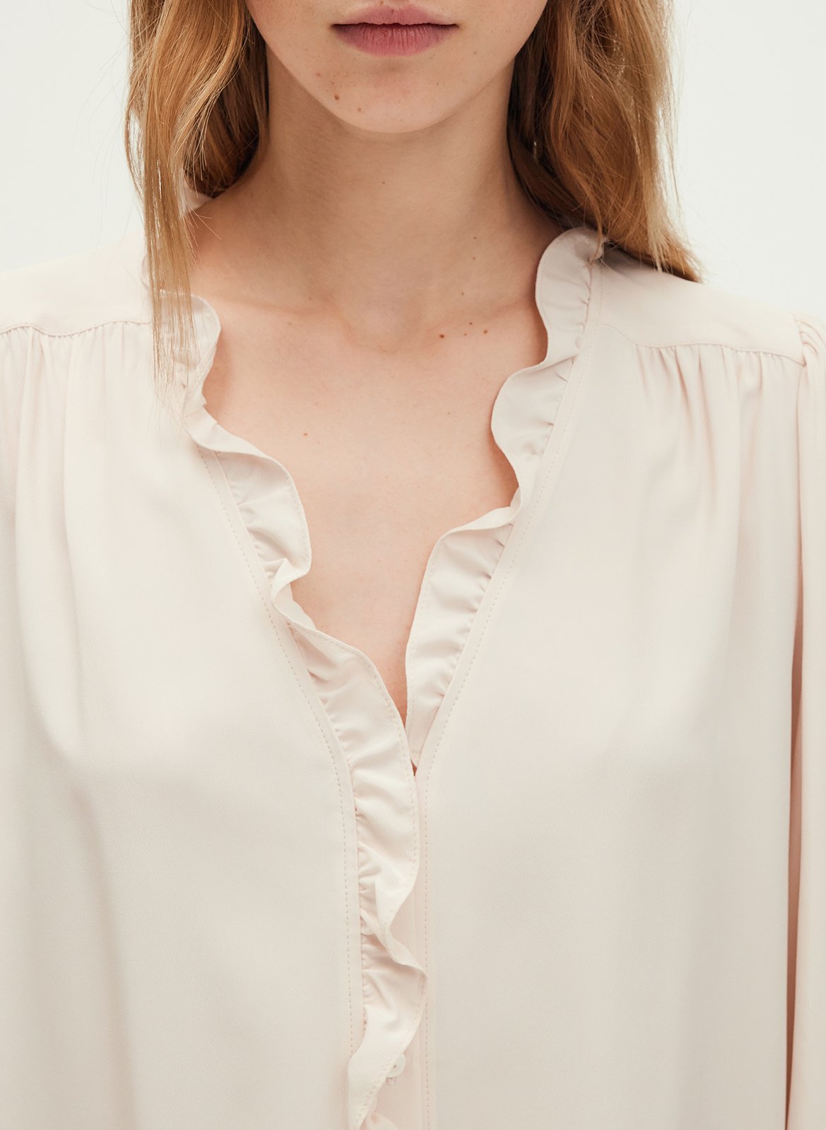 Chemise volantée à manches longue PABLO Beige