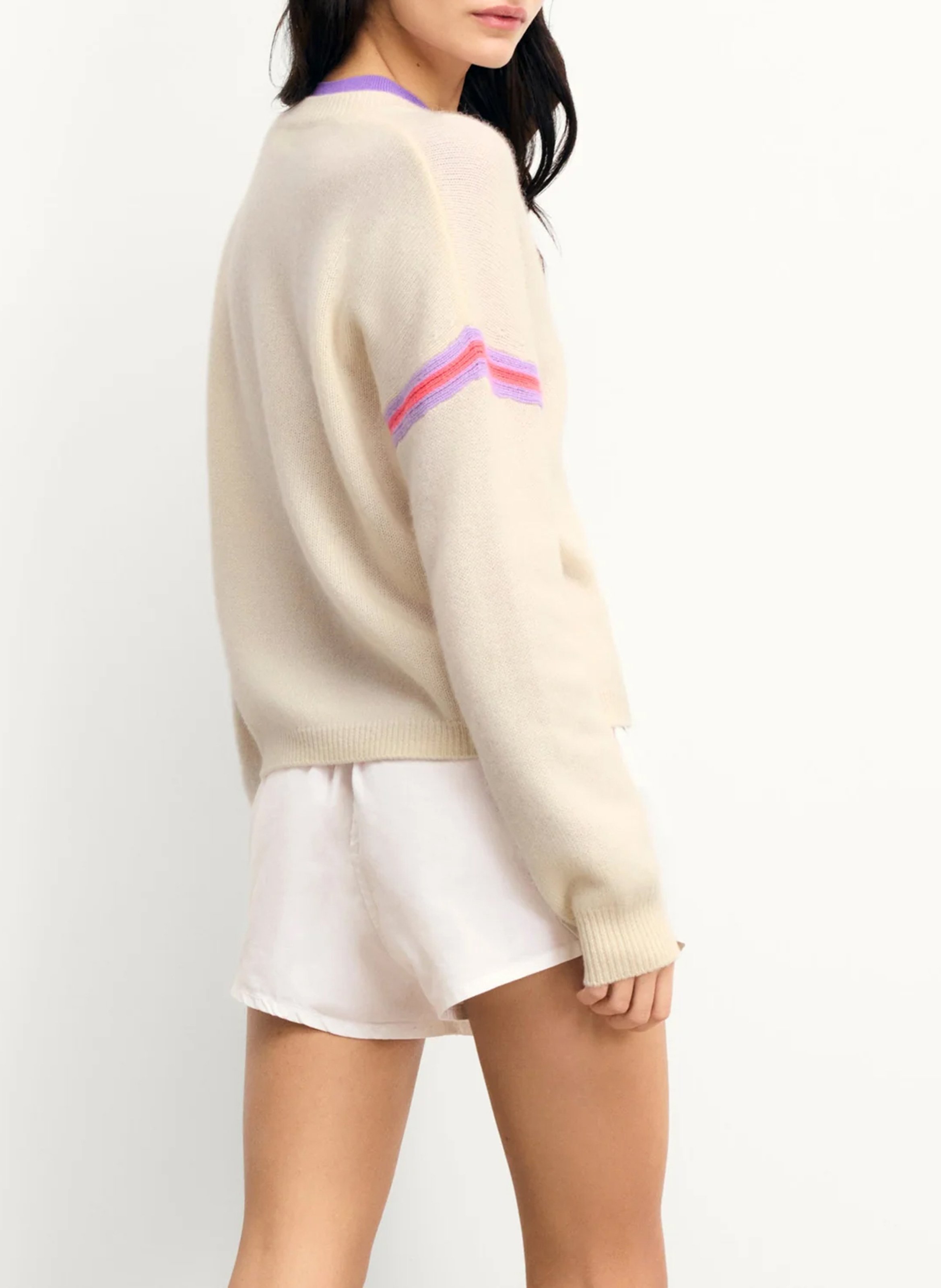 Trui met V-hals en lange mouwen van kasjmier FROM FUTURE Beige