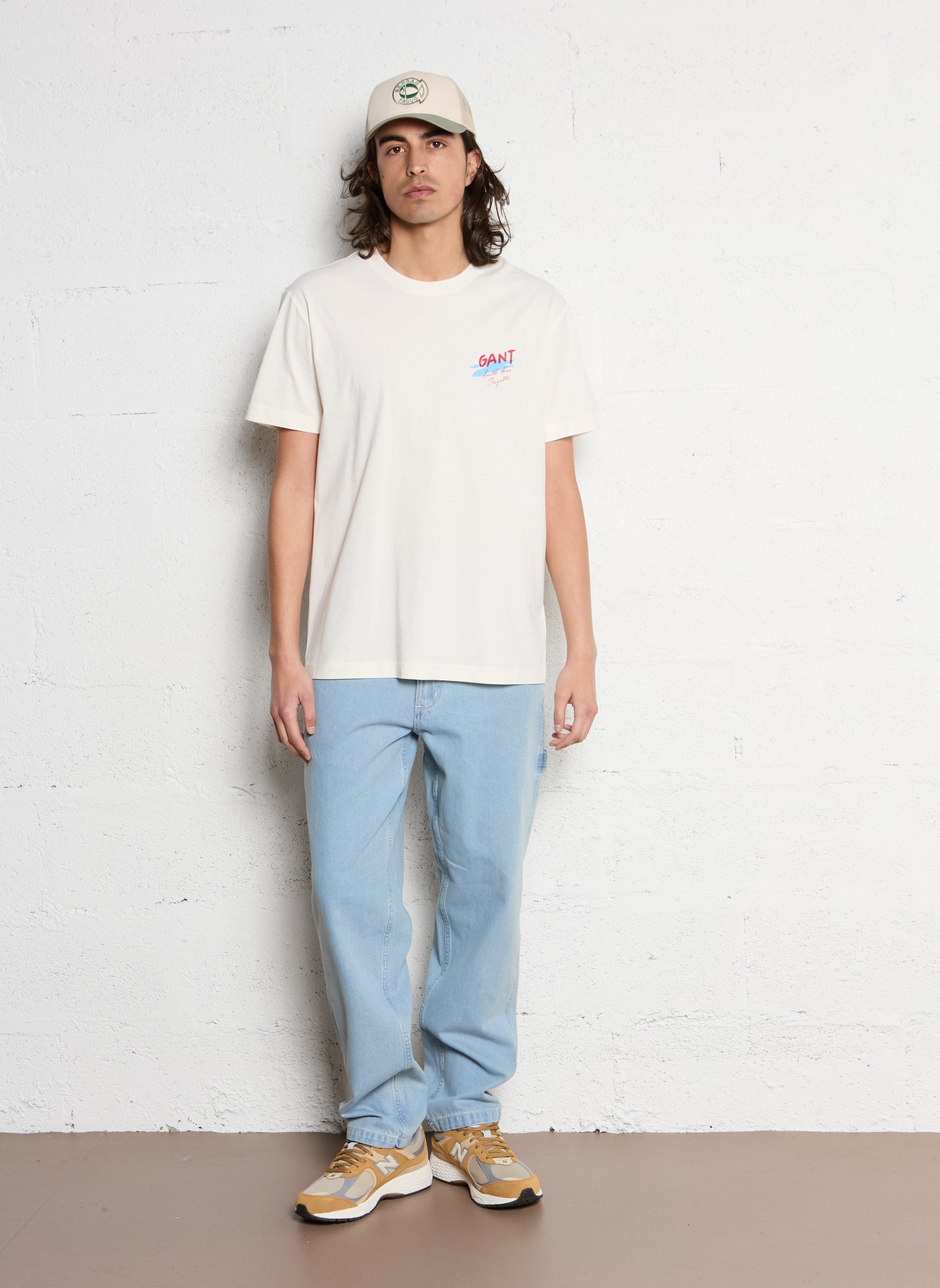 Csally - Gerade geschnittene Baumwollhose Blau