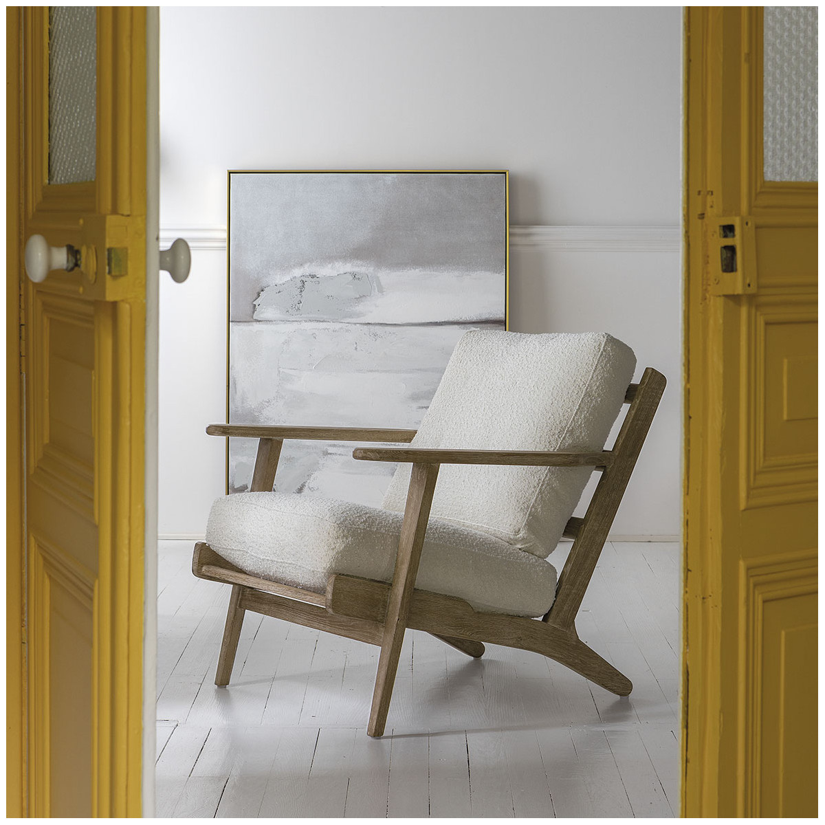 Cotton and linen armchair BLANC D'IVOIRE Beige