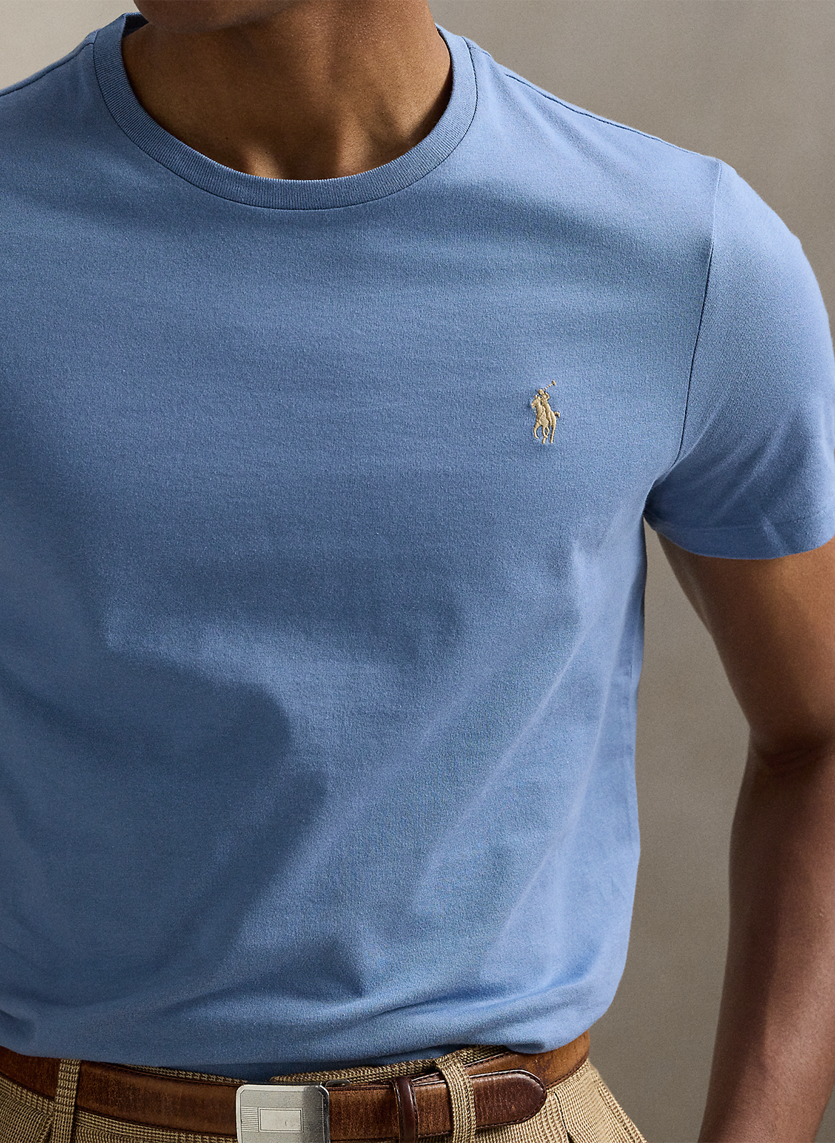 Tee-shirt col rond slim-fit en coton POLO RALPH LAUREN Bleu