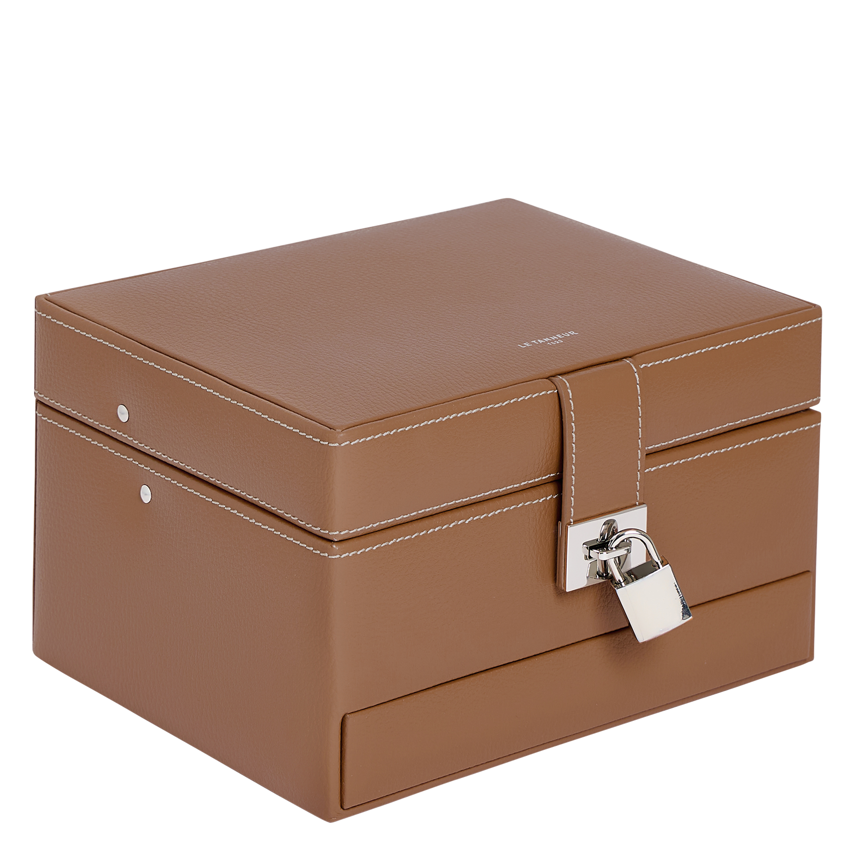 Boîte à bijoux moyen format en cuir LE TANNEUR Beige