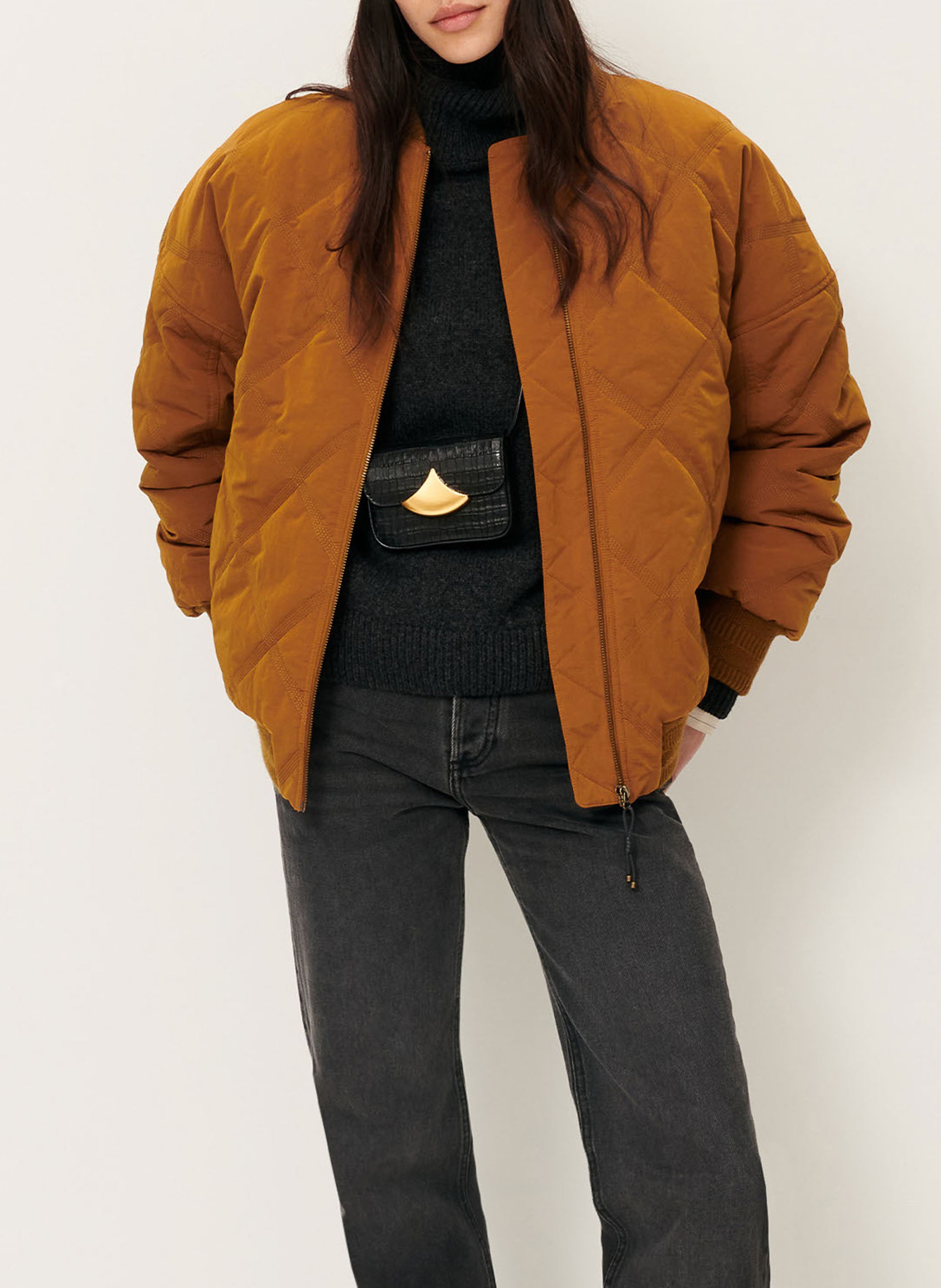 Oversize-Steppblouson mit College-Kragen SESSUN Braun