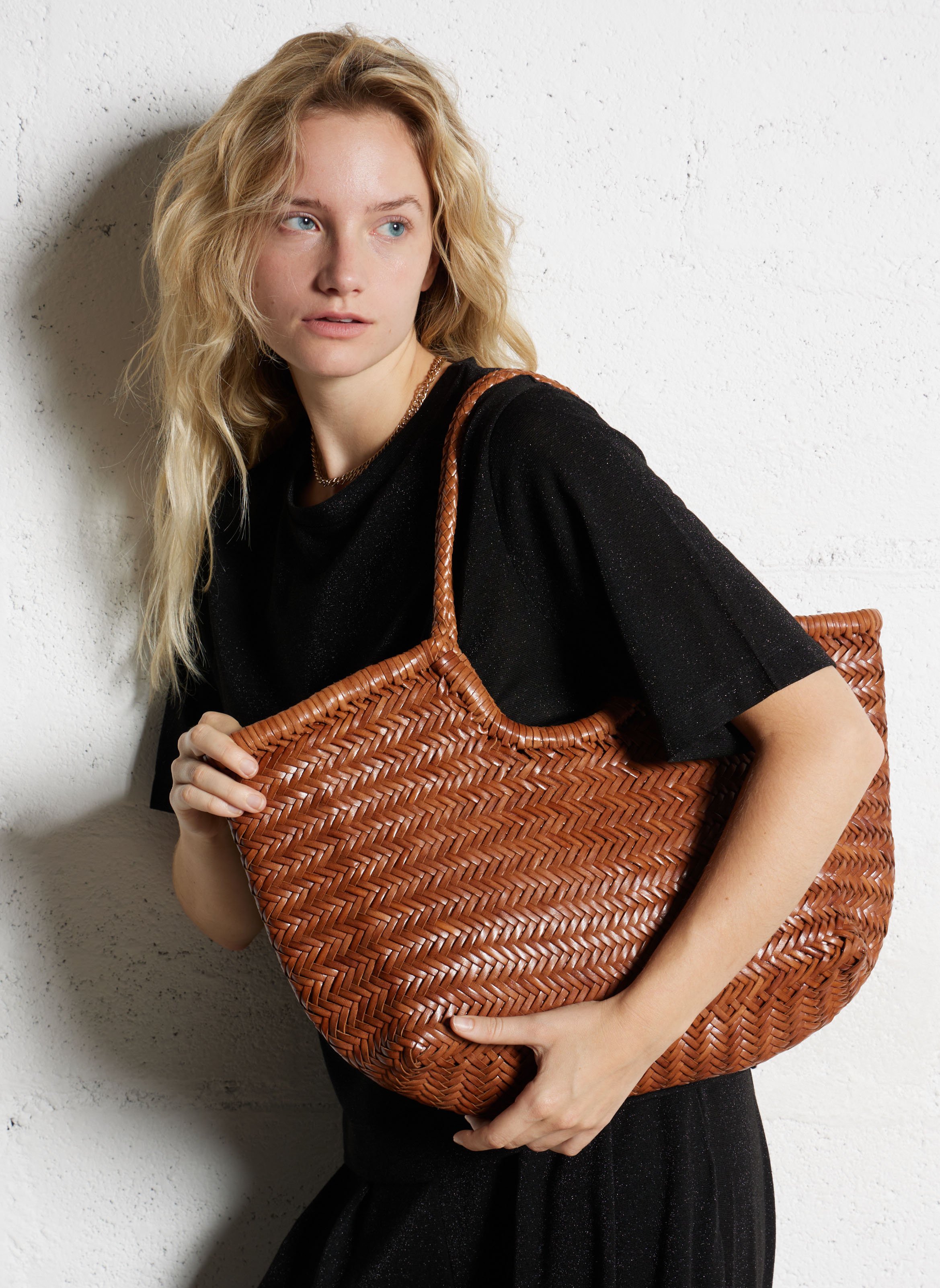 Panier tissé en cuir DRAGON DIFFUSION Marron