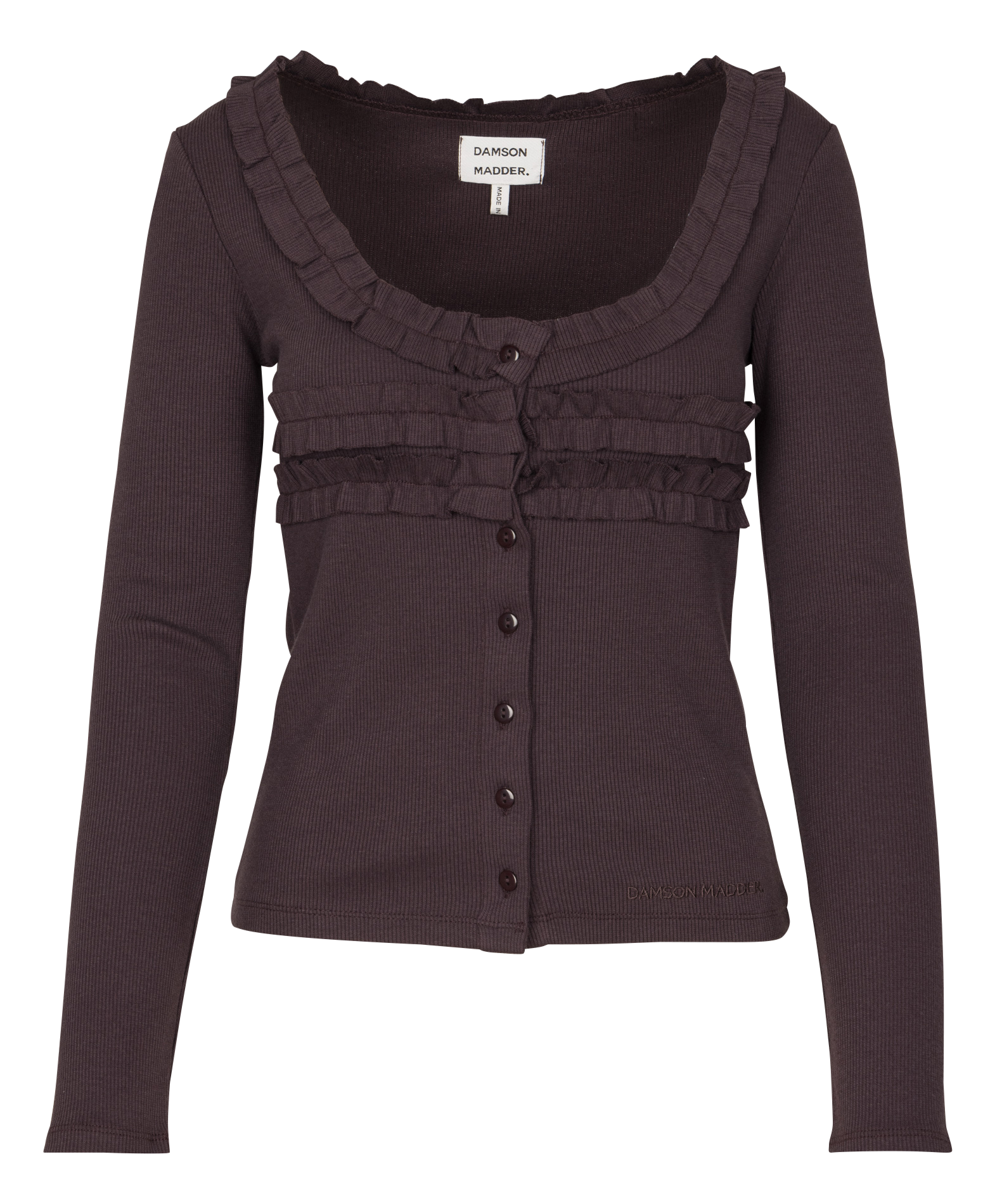 Pull col rond en coton bio mélangé  DAMSON MADDER Marron