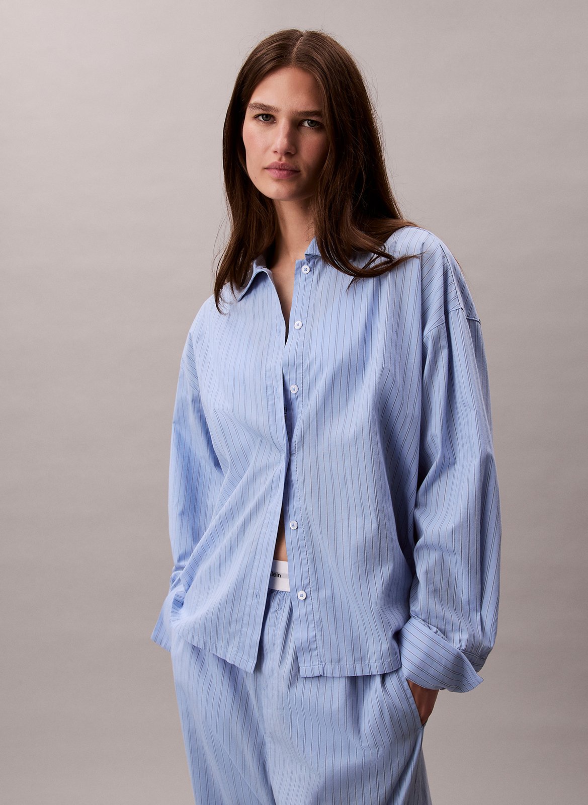 Chemise oversize col classique en coton CALVIN KLEIN UNDERWEAR Bleu