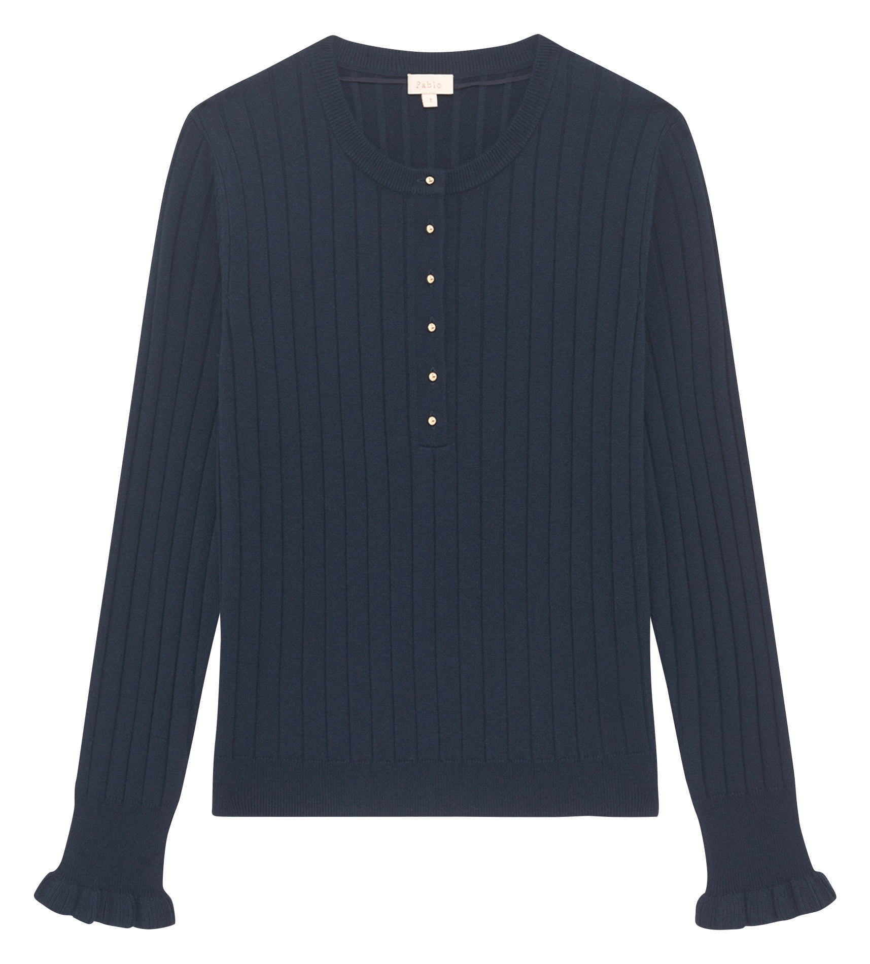 Pull droit col rond en laine mélangée PABLO Bleu