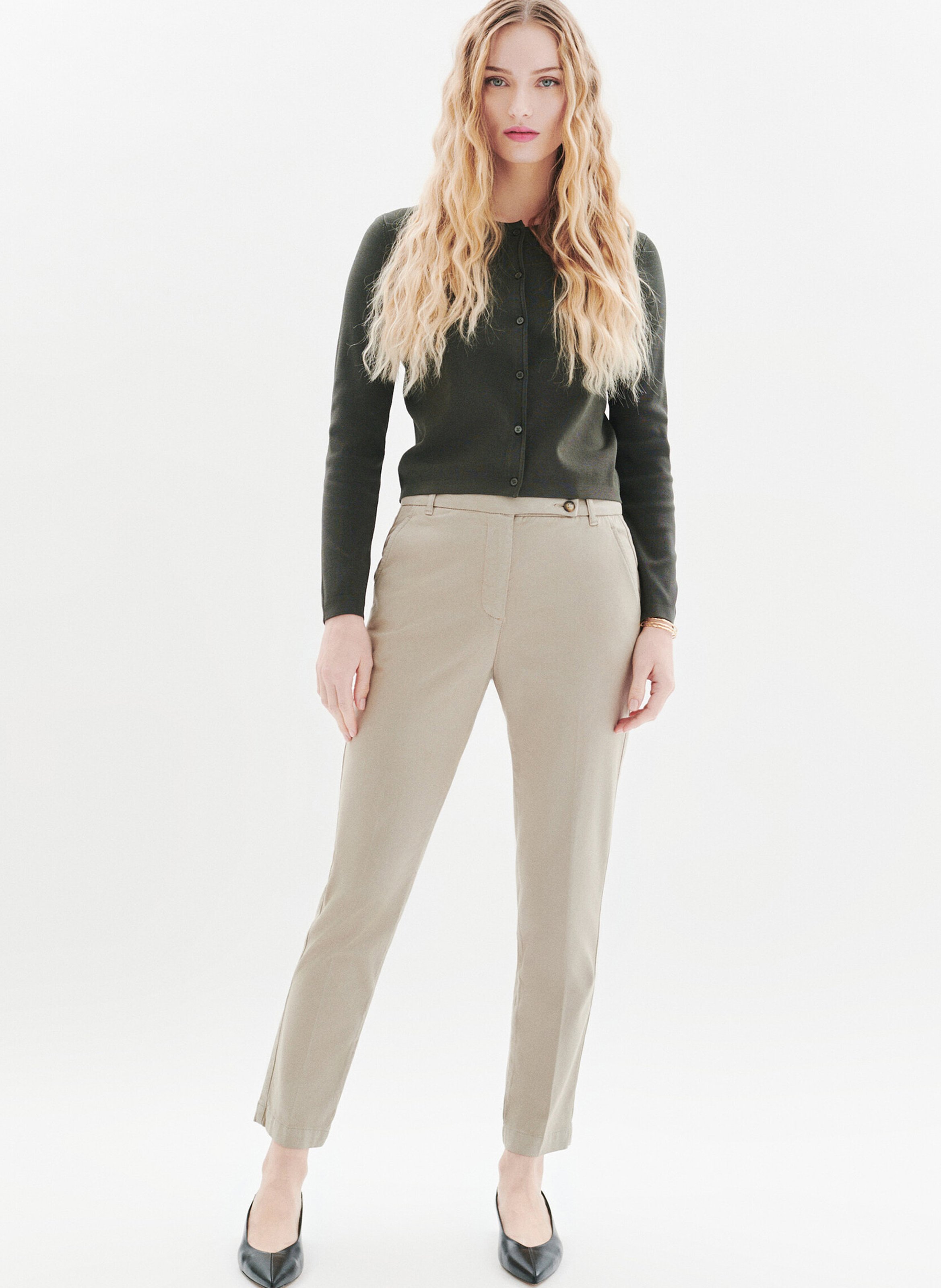 Cotton-mix slim trousers CAROLL Grey