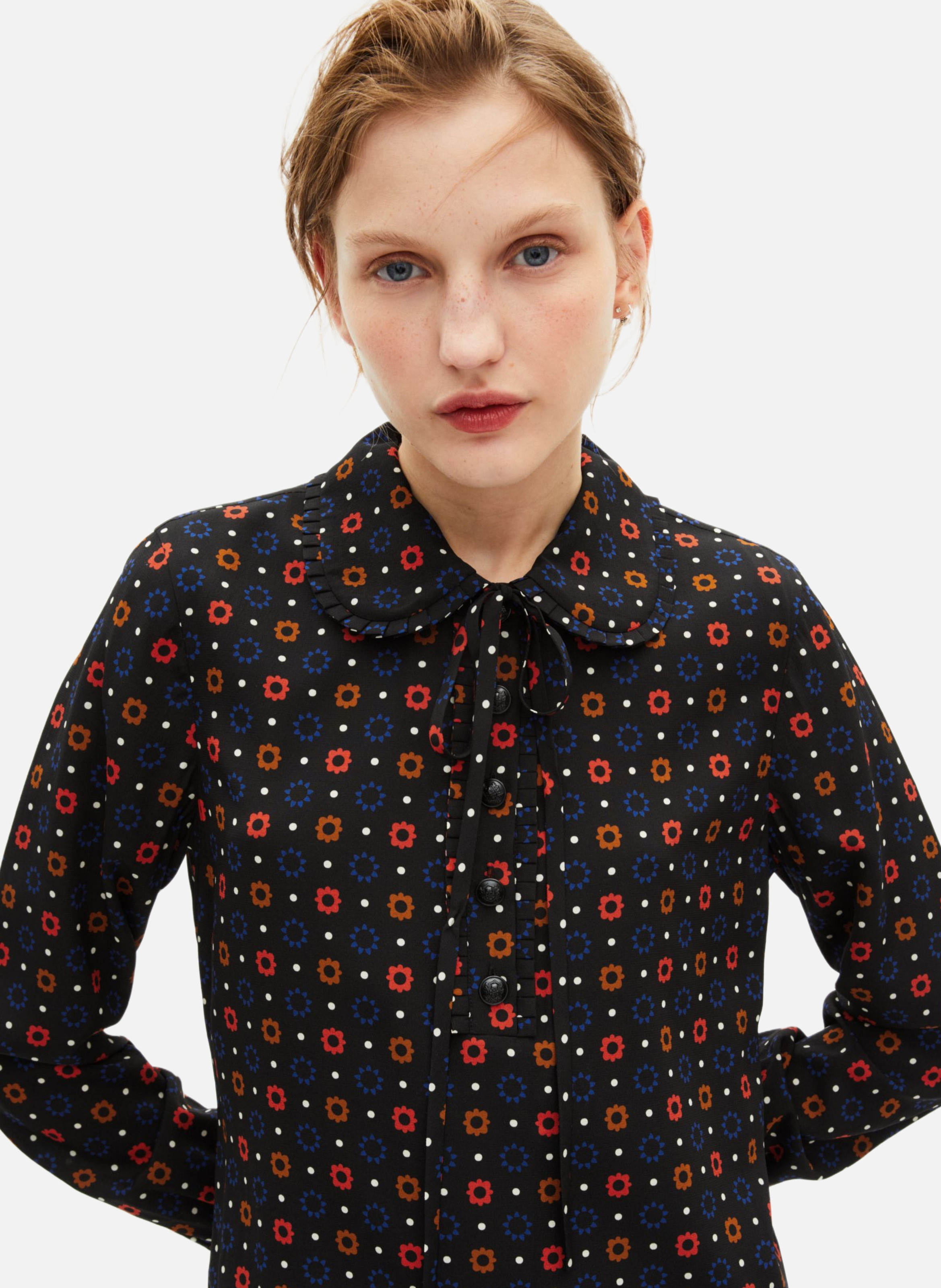 Short dress in printed silk blend fabric THE KOOPLES Black