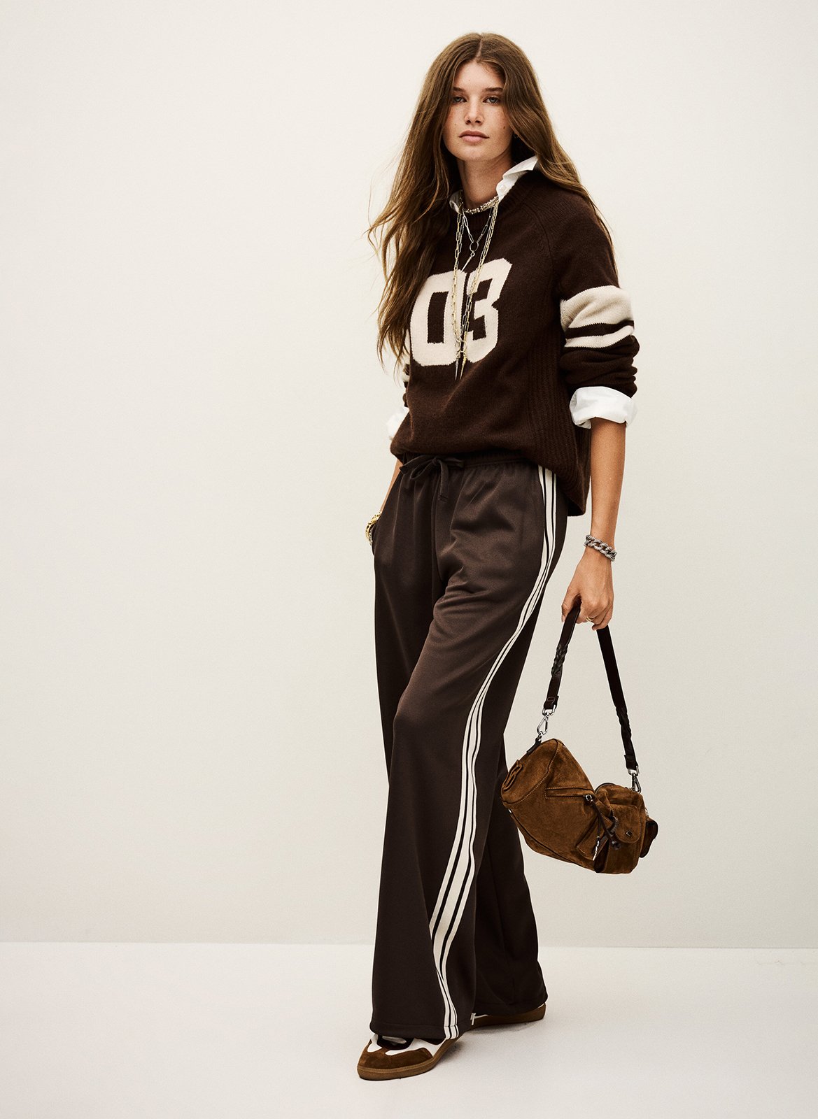 Joggingbroek met brede pijpen BA&SH Bruin