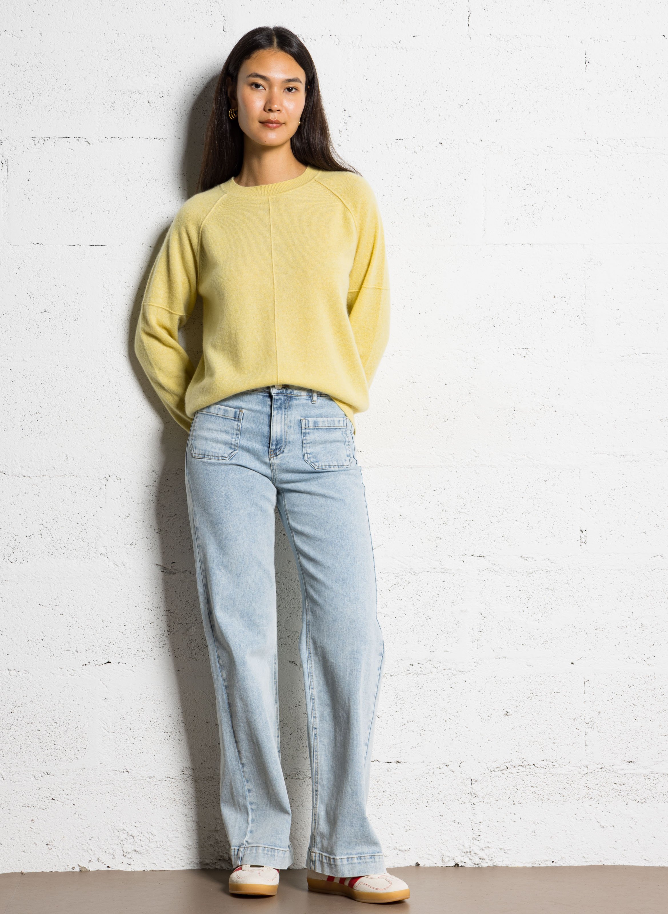 Belted cashmere sweater MAISON 123 Yellow