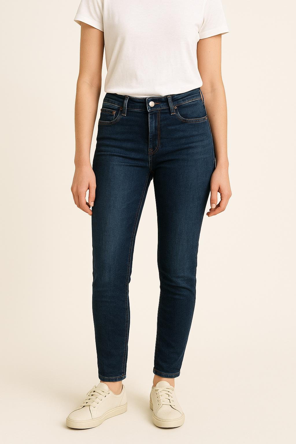 Cropped slim jeans with studs ACNE STUDIOS - Seconde Main Blue