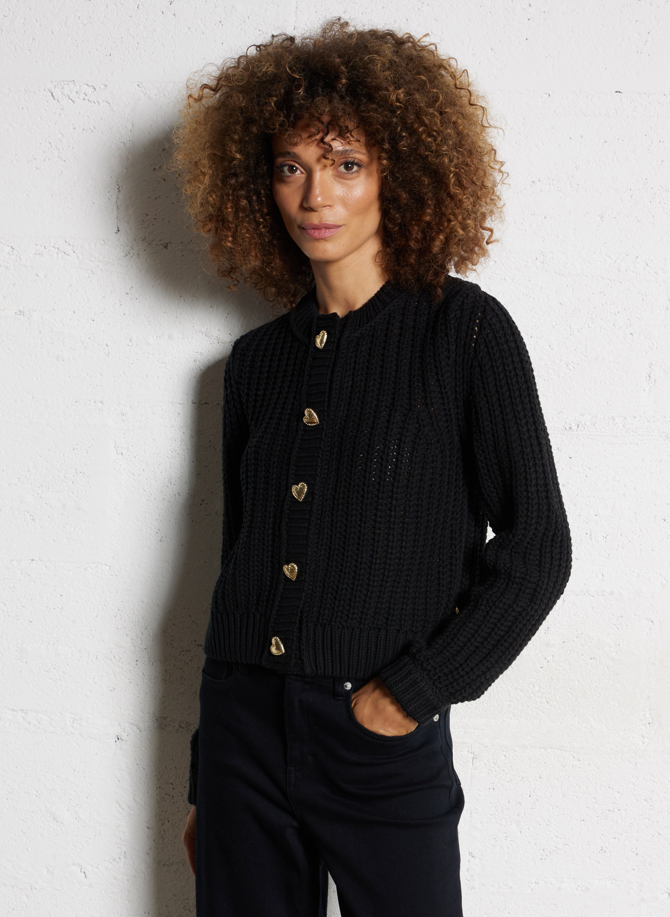 Vest van biologische katoenmix met ronde hals FABIENNE CHAPOT Zwart