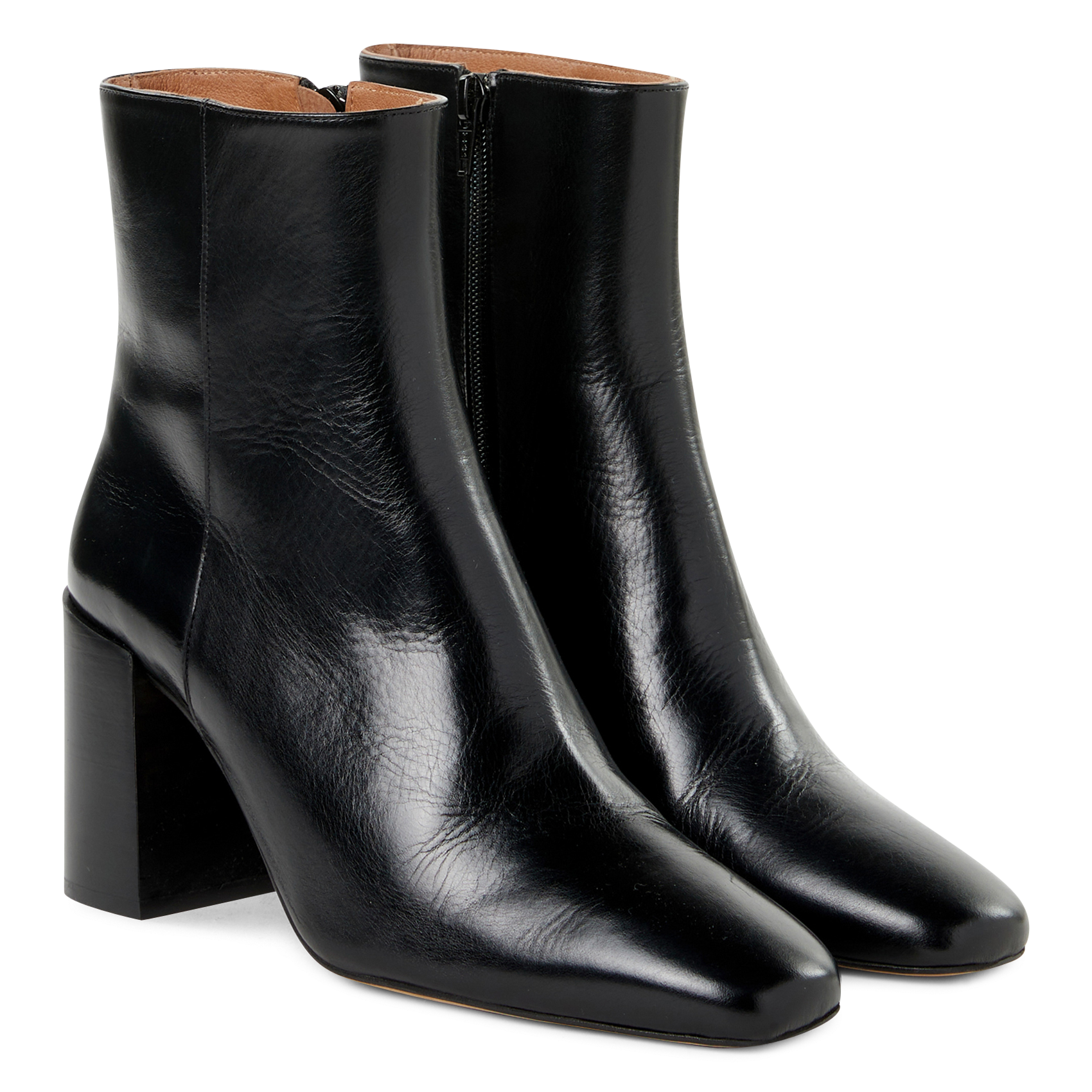 - 100% leather, - Round toes, - Inner zip fastening, - Heel height: 9 cm. SAISON 1865 Black