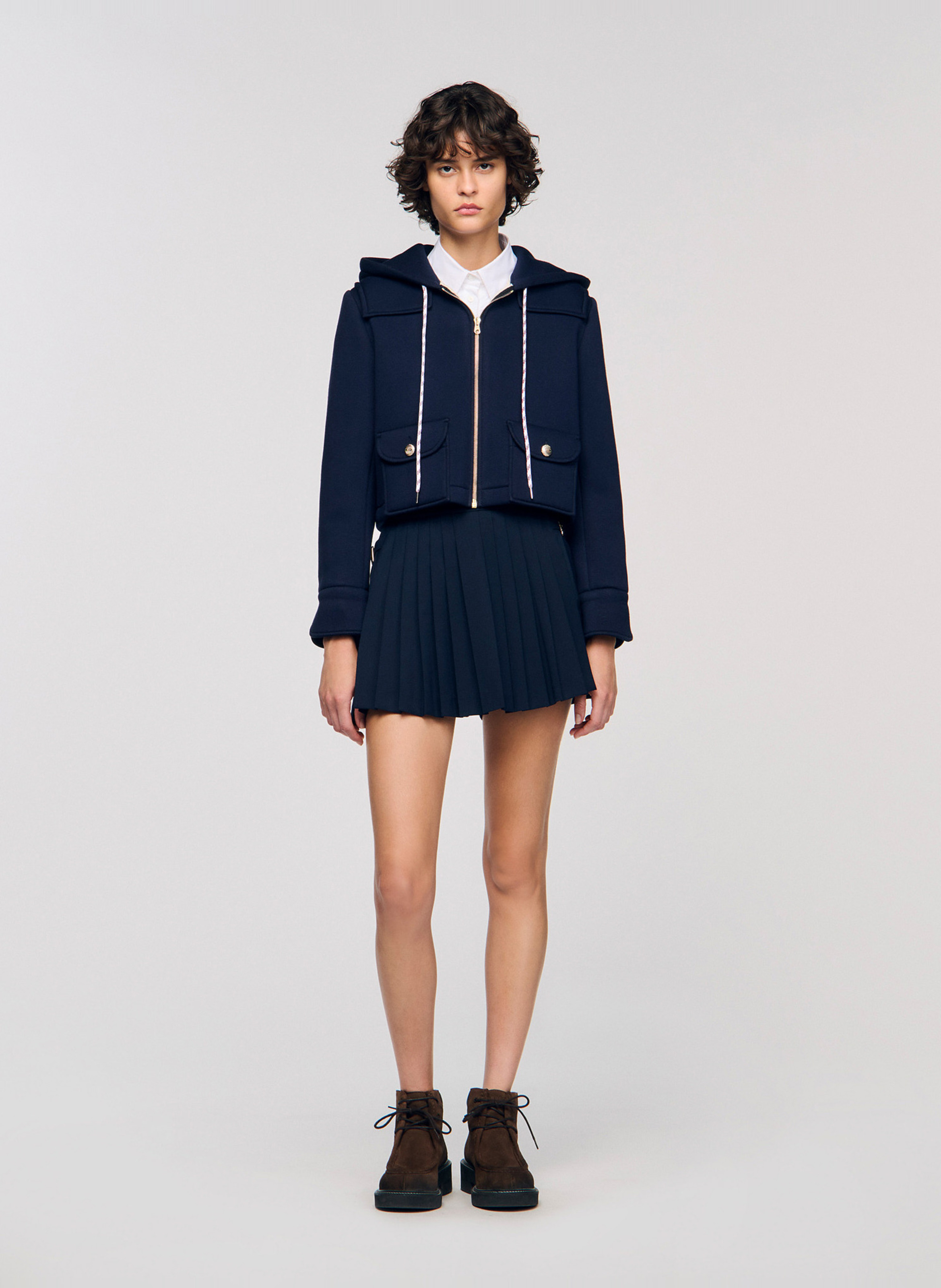 Kort jack met rits en capuchon SANDRO Blauw