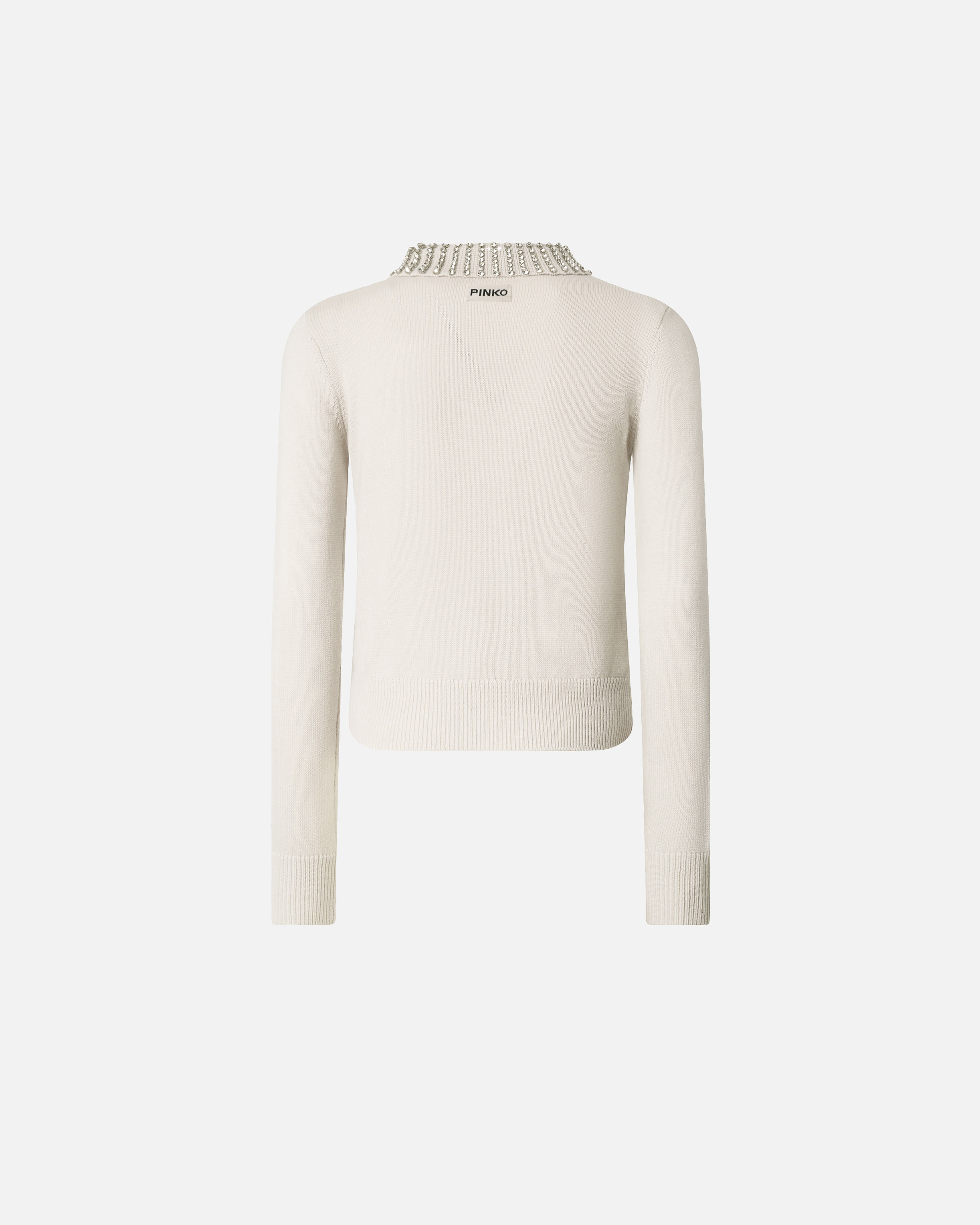 Sweater with collar and rhinestones PINKO Silver