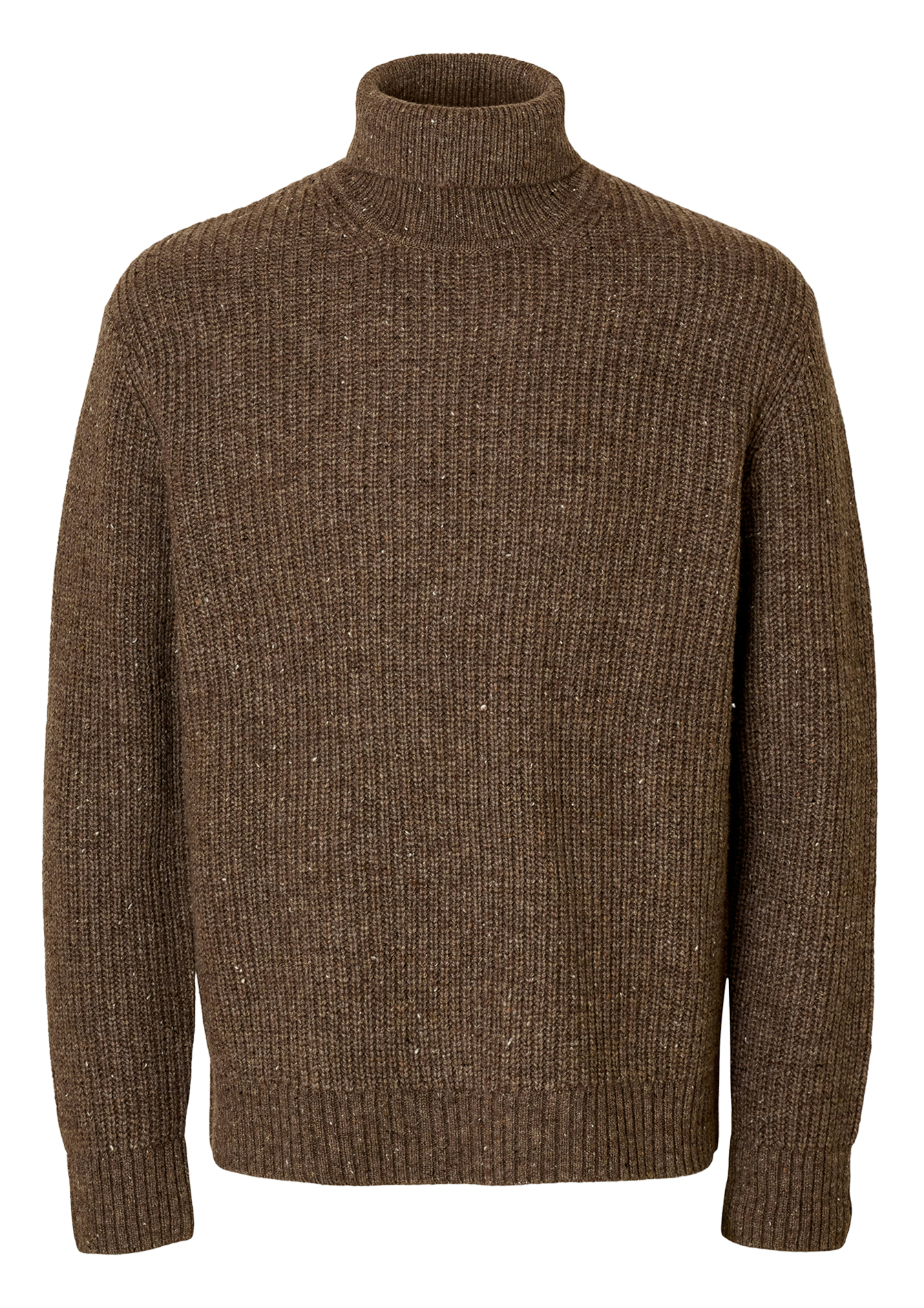 Pull col roulé en laine mélangée SELECTED Marron