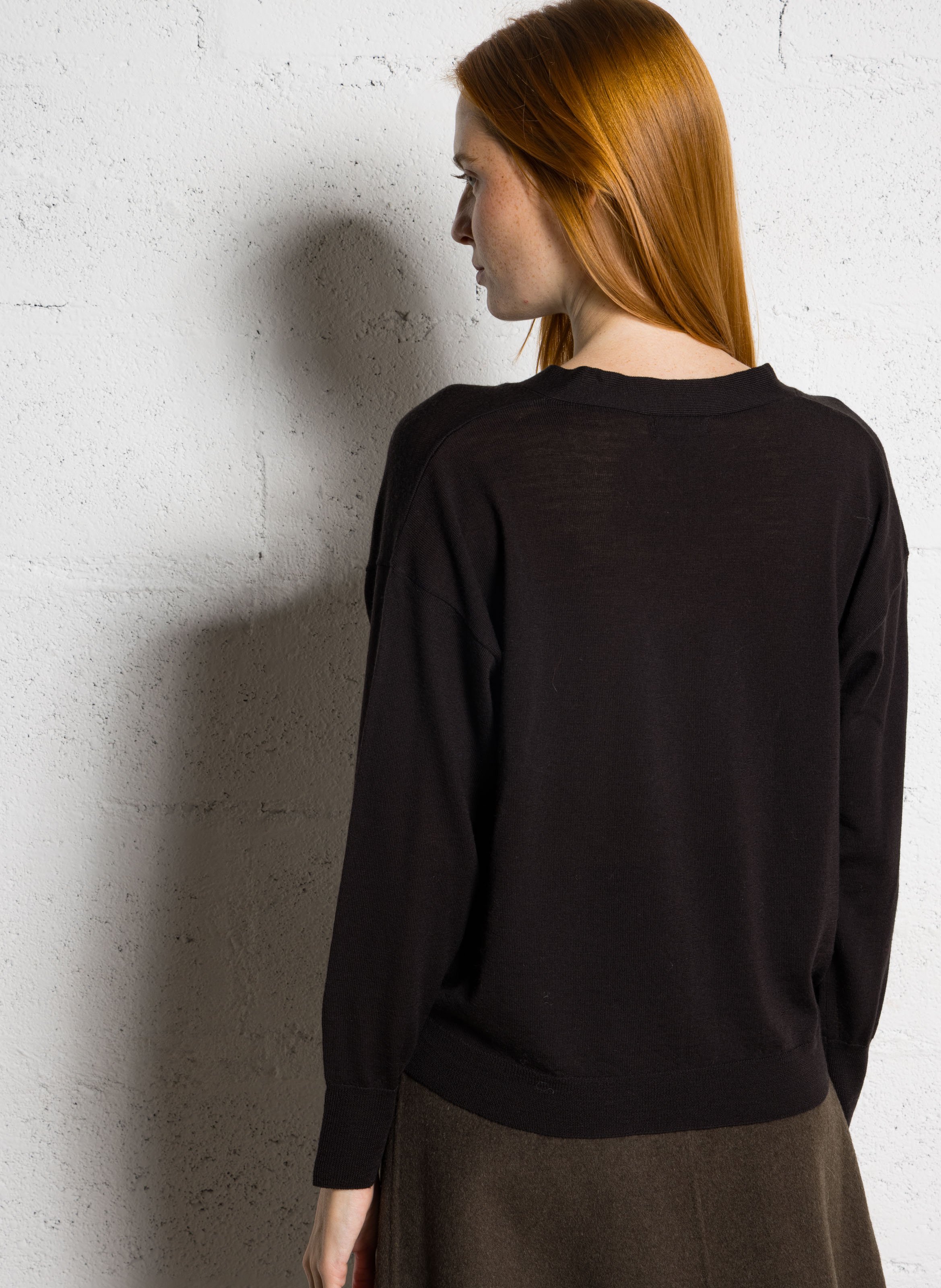 Cardigan à col V en laine  SOEUR Marron