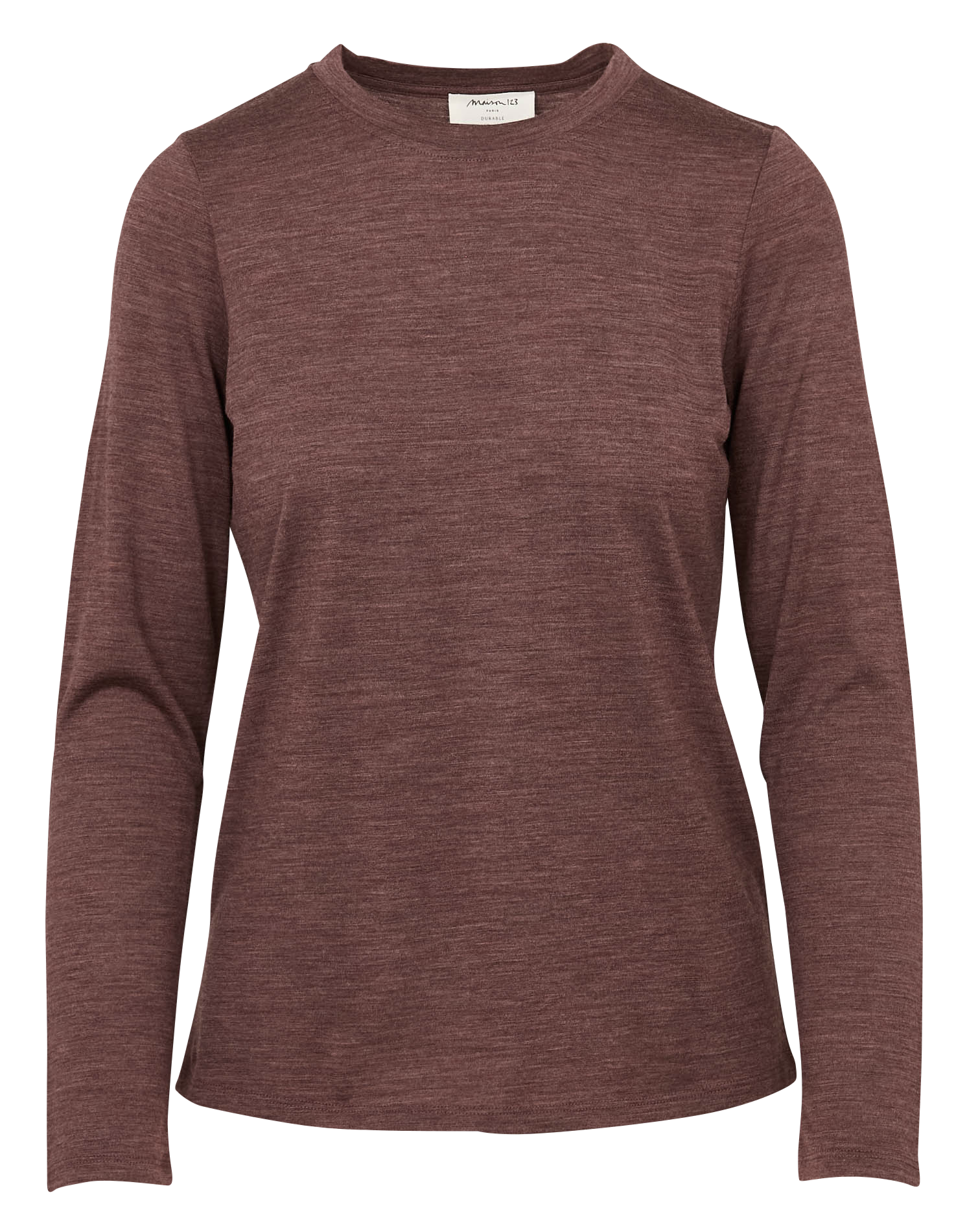 Round neck plain wool t-shirt MAISON 123 Purple