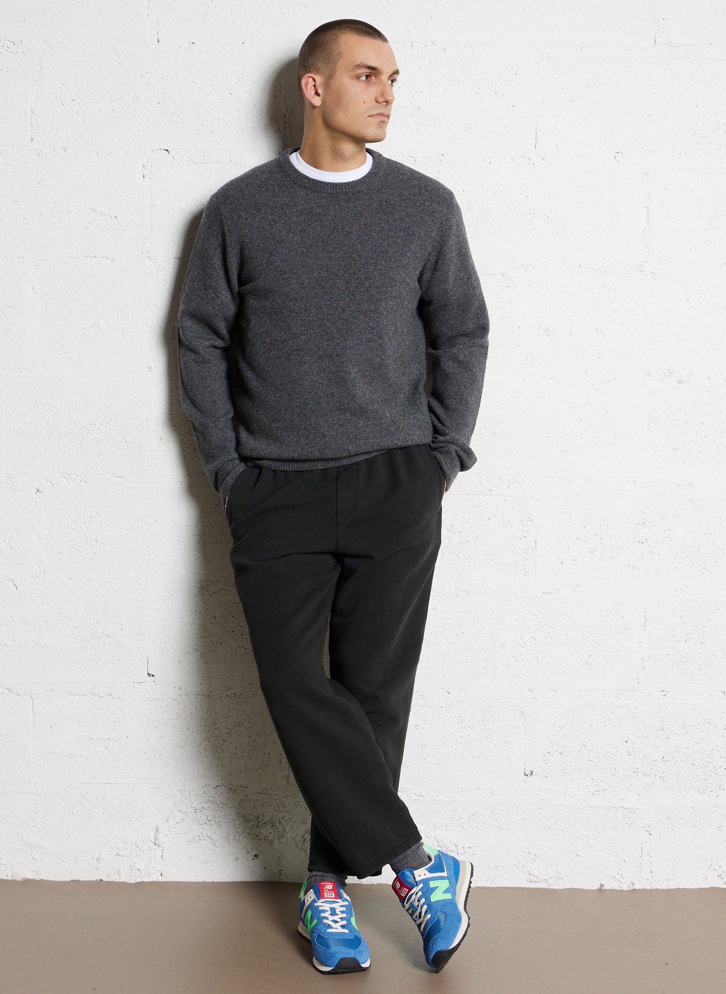 Effen trui van wolmix met lange mouwen en kant CASUAL FRIDAY Grijs