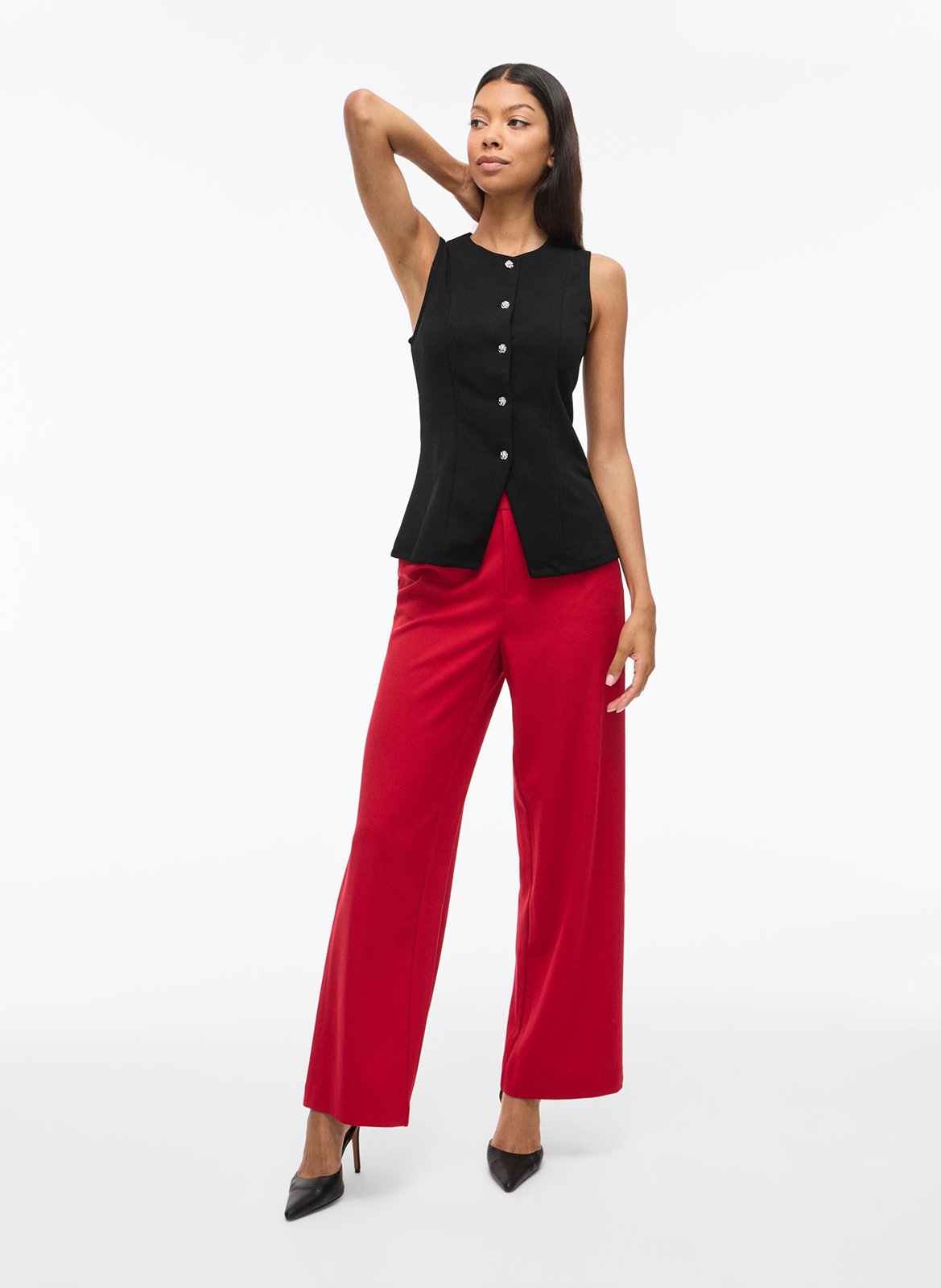 Gilet ajusté col rond VILA Noir