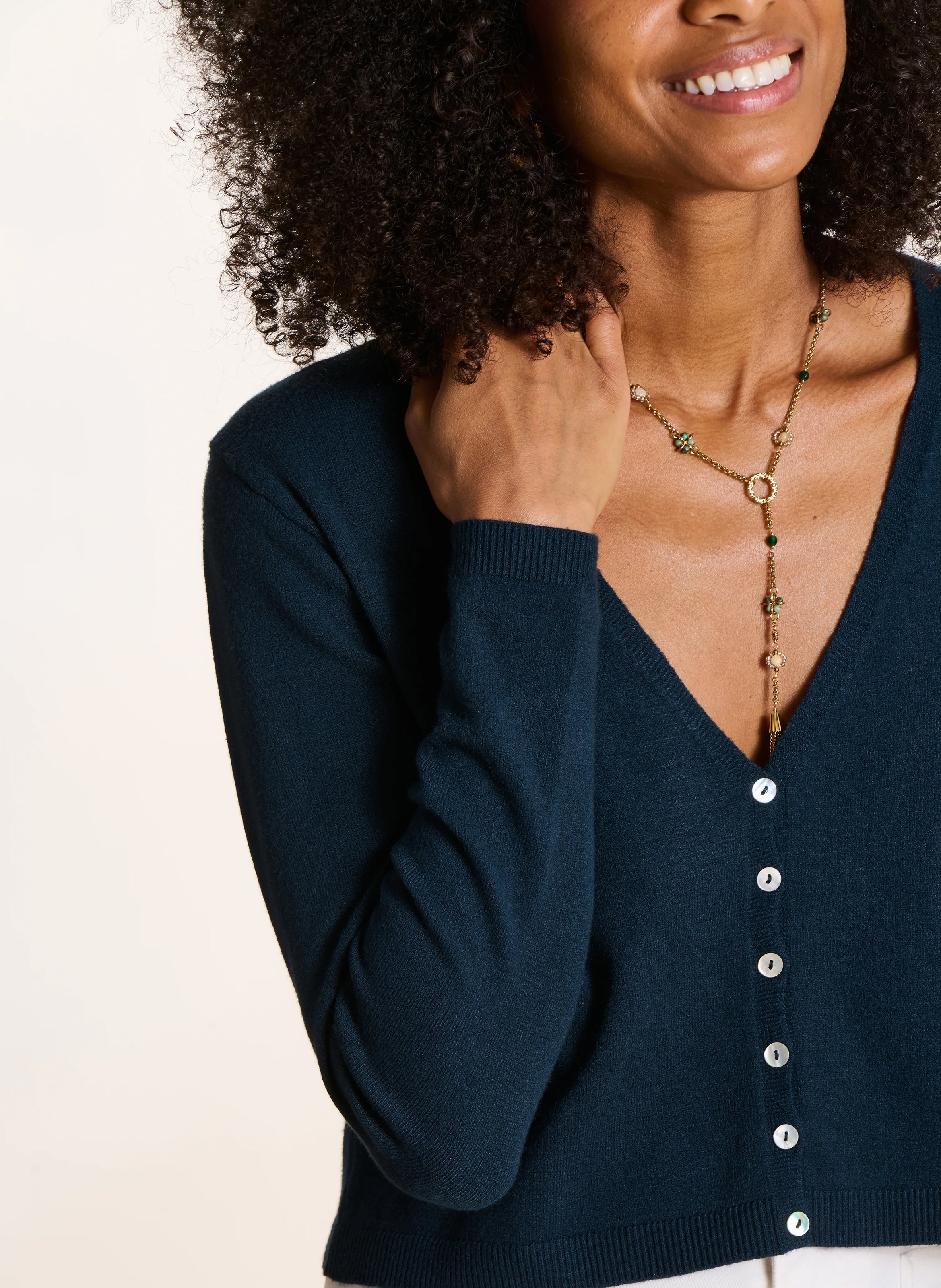 Kort vest met V-hals LA FEE MARABOUTEE Blauw