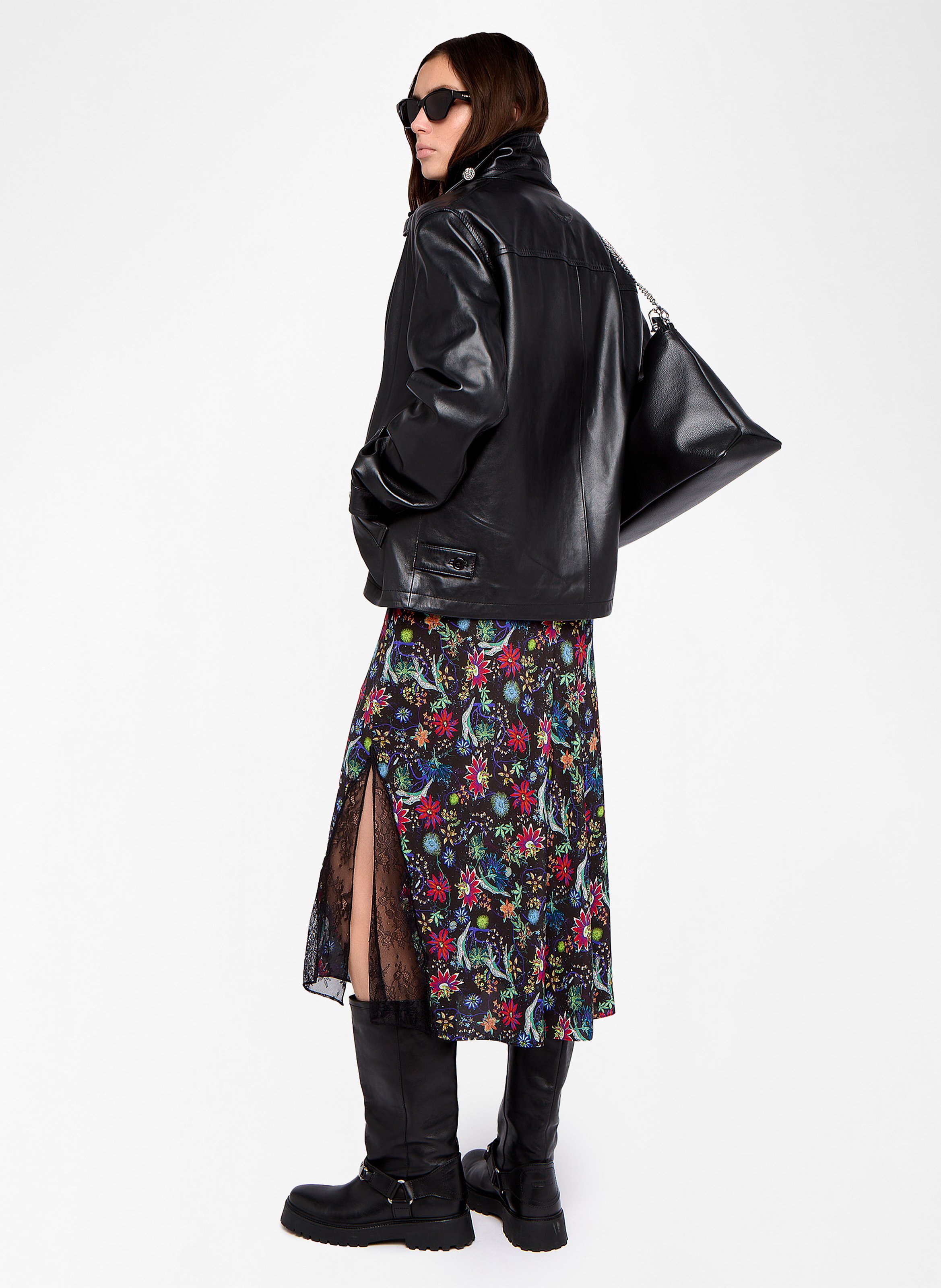 Jupe midi fluide fendue imprimée ZADIG&amp;VOLTAIRE Bleu