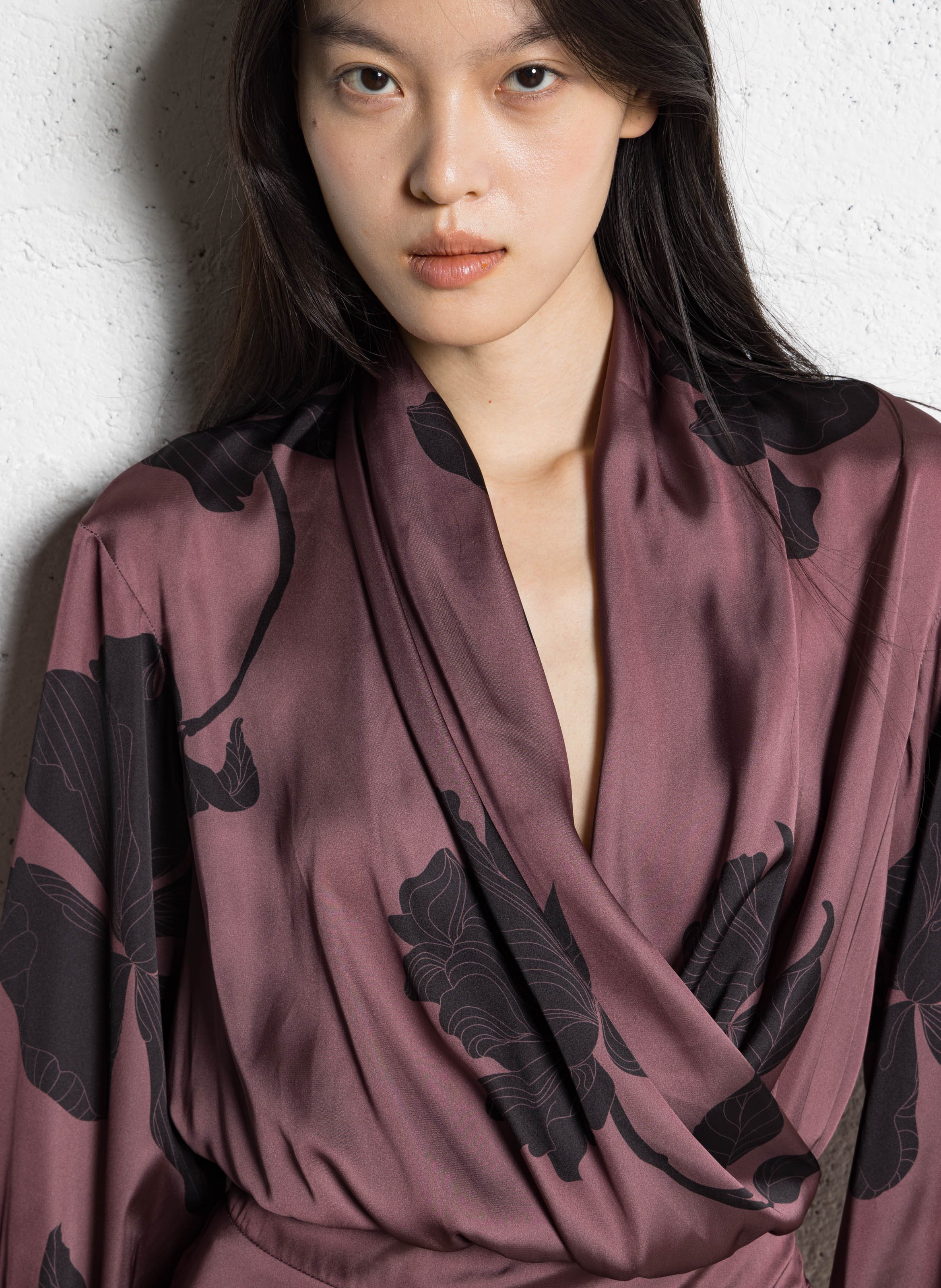 Floral print V-neck midi dress IKKS Brown