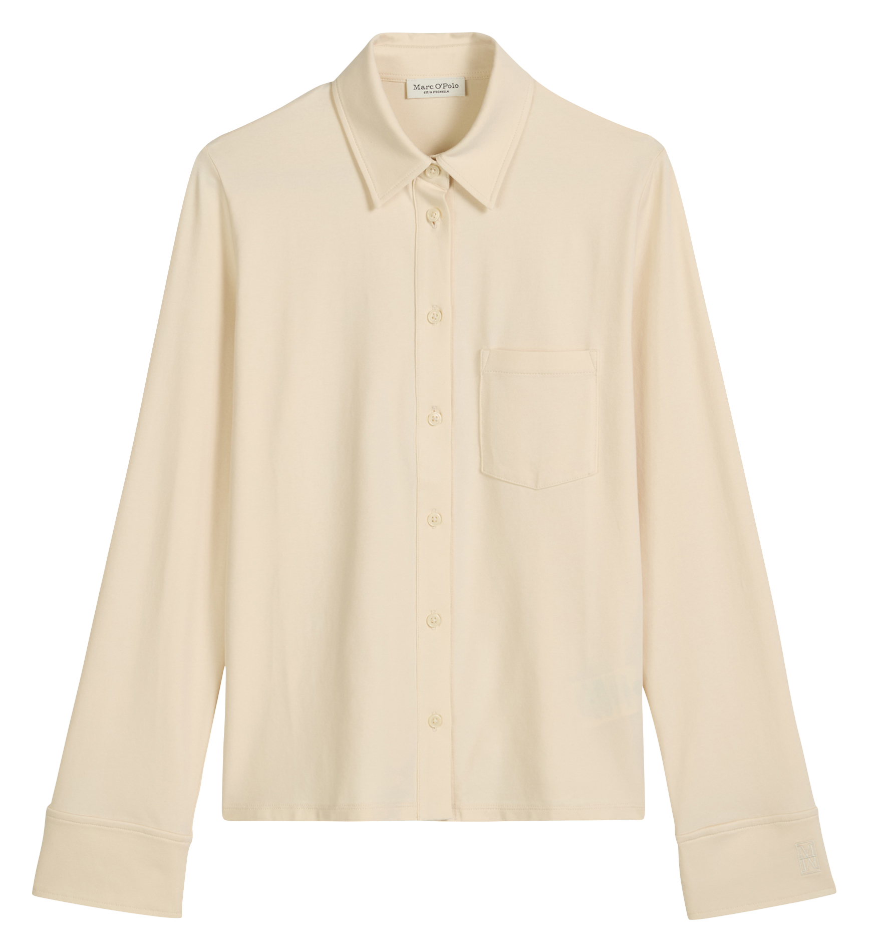Straight-cut cotton-blend shirt with classic collar MARC O'POLO Beige