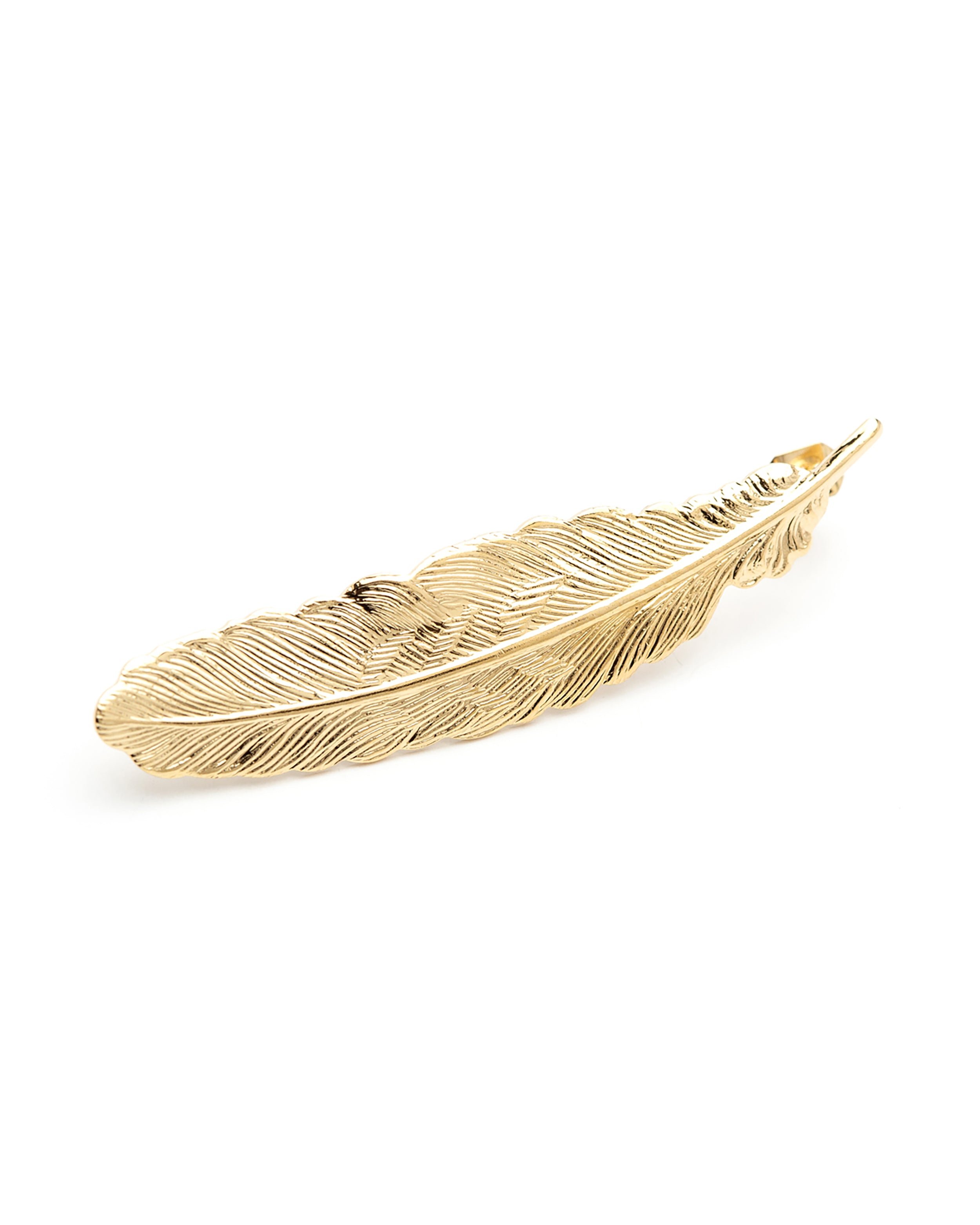 Single stud earring with gold-plated feather MONSIEUR SIMONE Golden