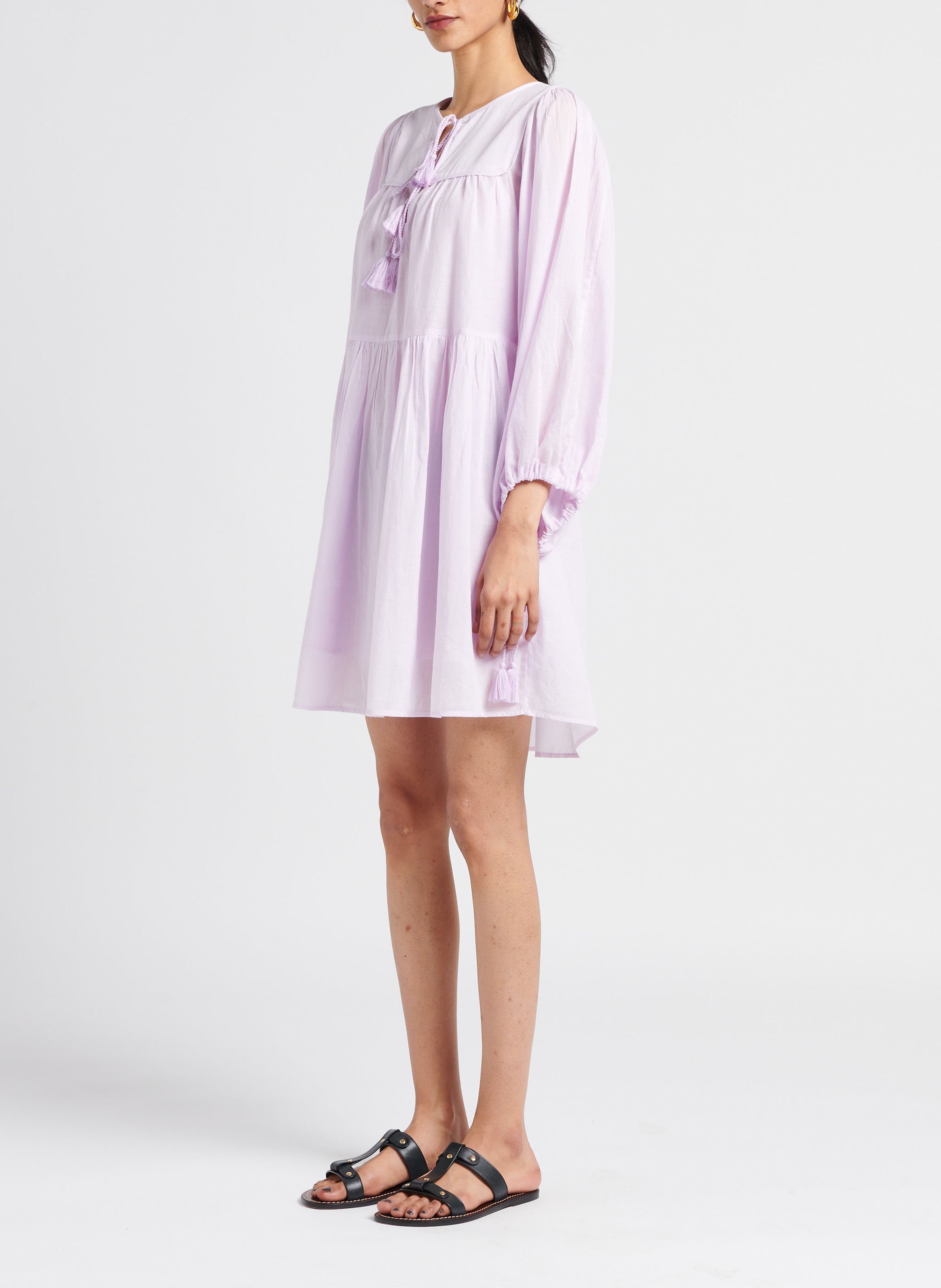 Korte jurk van katoenvoile ANTIK BATIK Blauw