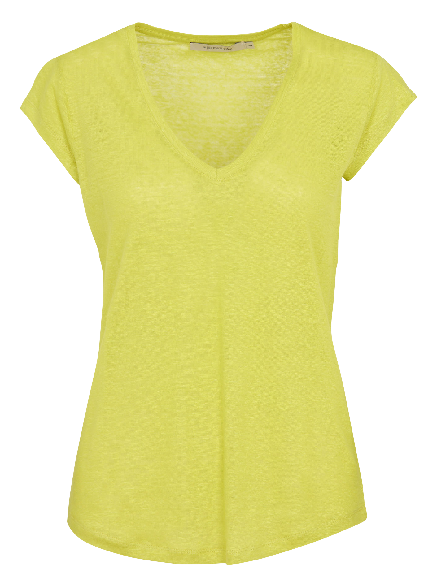 Tee-shirt droit col V en lin LA FEE MARABOUTEE Vert