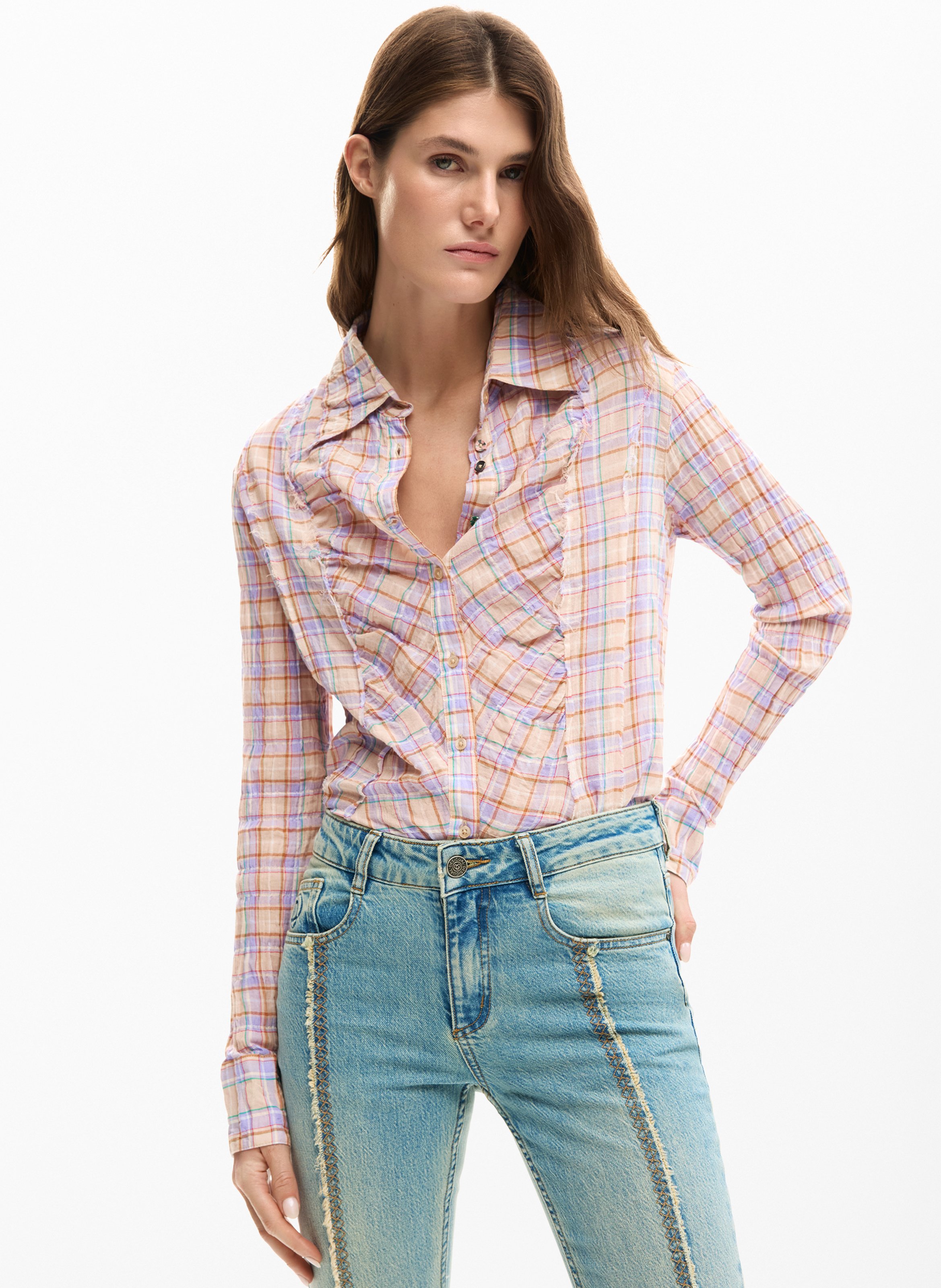 Bestickte Flared Jeans DESIGUAL Blau