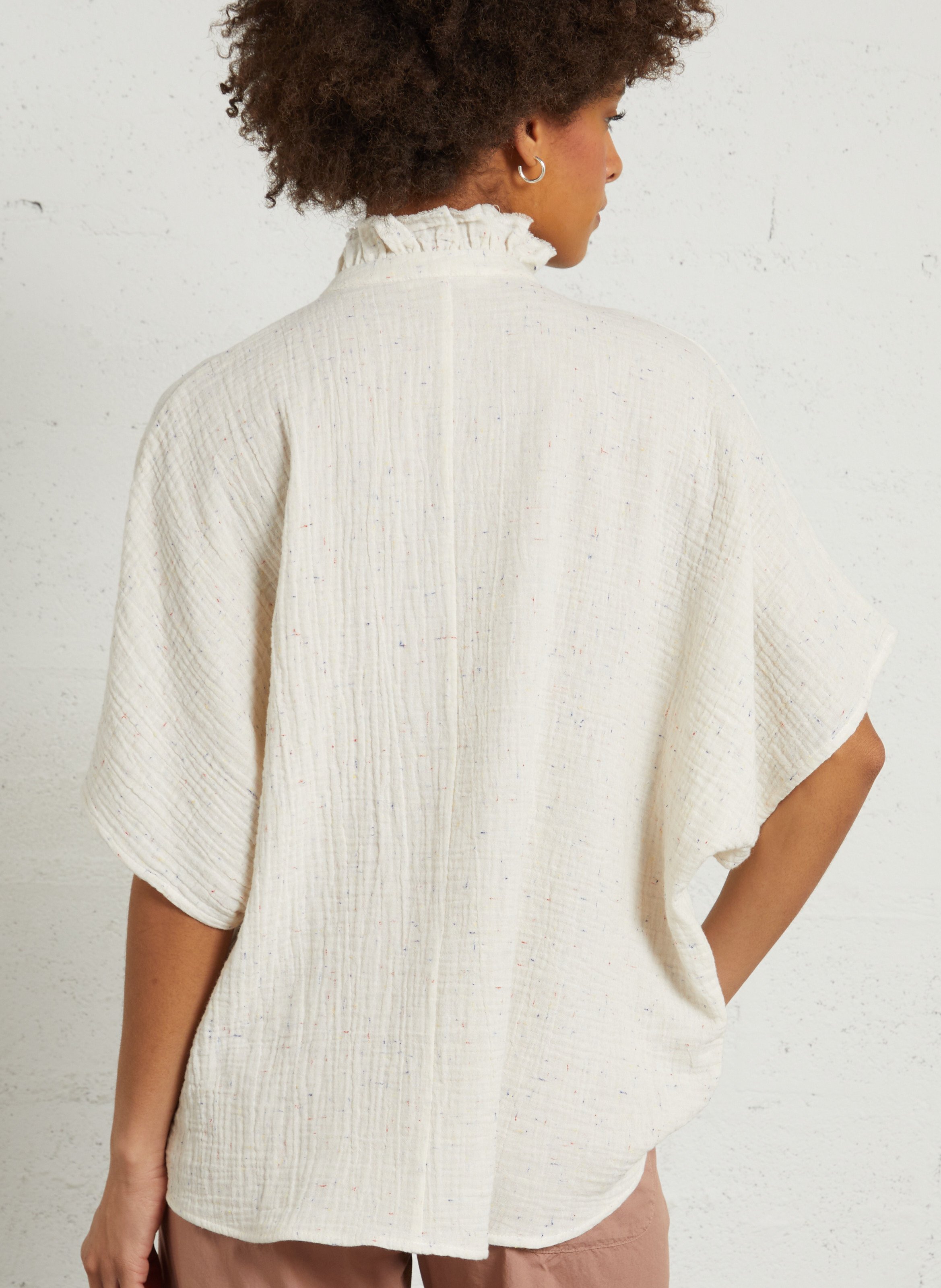 Weites Hemd mit viktorianischem Kragen aus Baumwolle HOD PARIS Beige