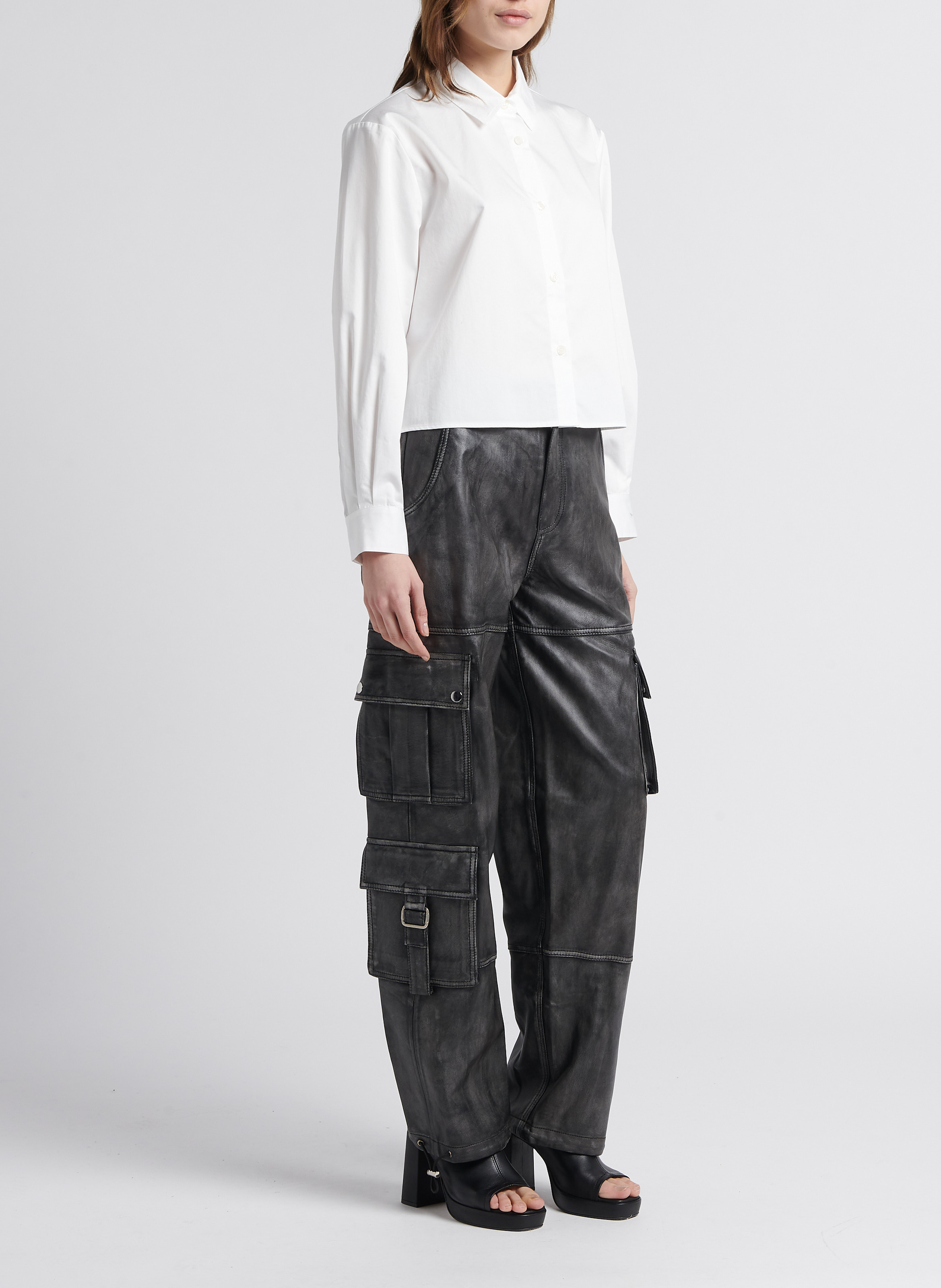 Straight-fit, kort overhemd van katoen met klassieke kraag SAISON 1865 Wit