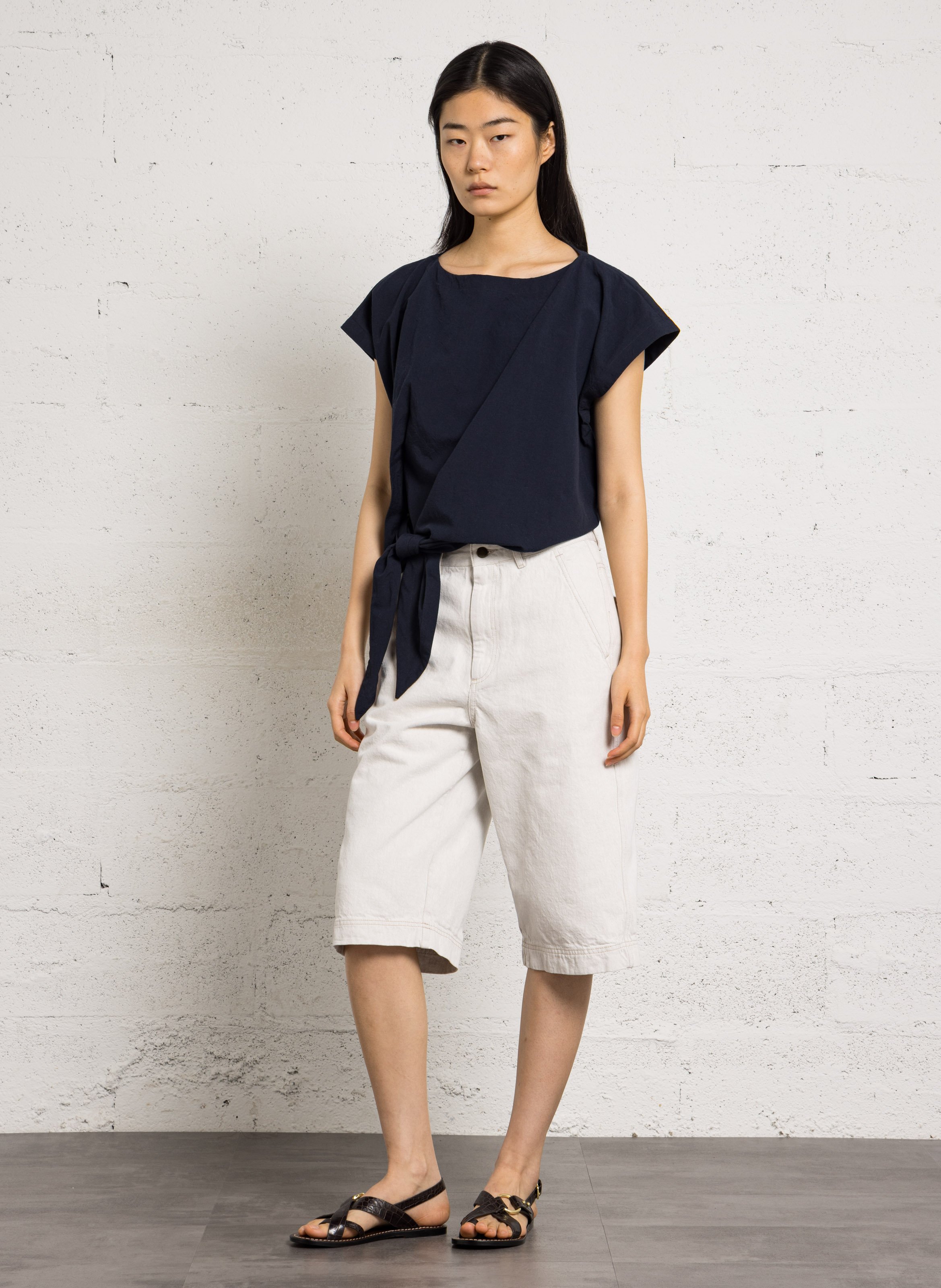 Solid color wrap-around top SOEUR Blue