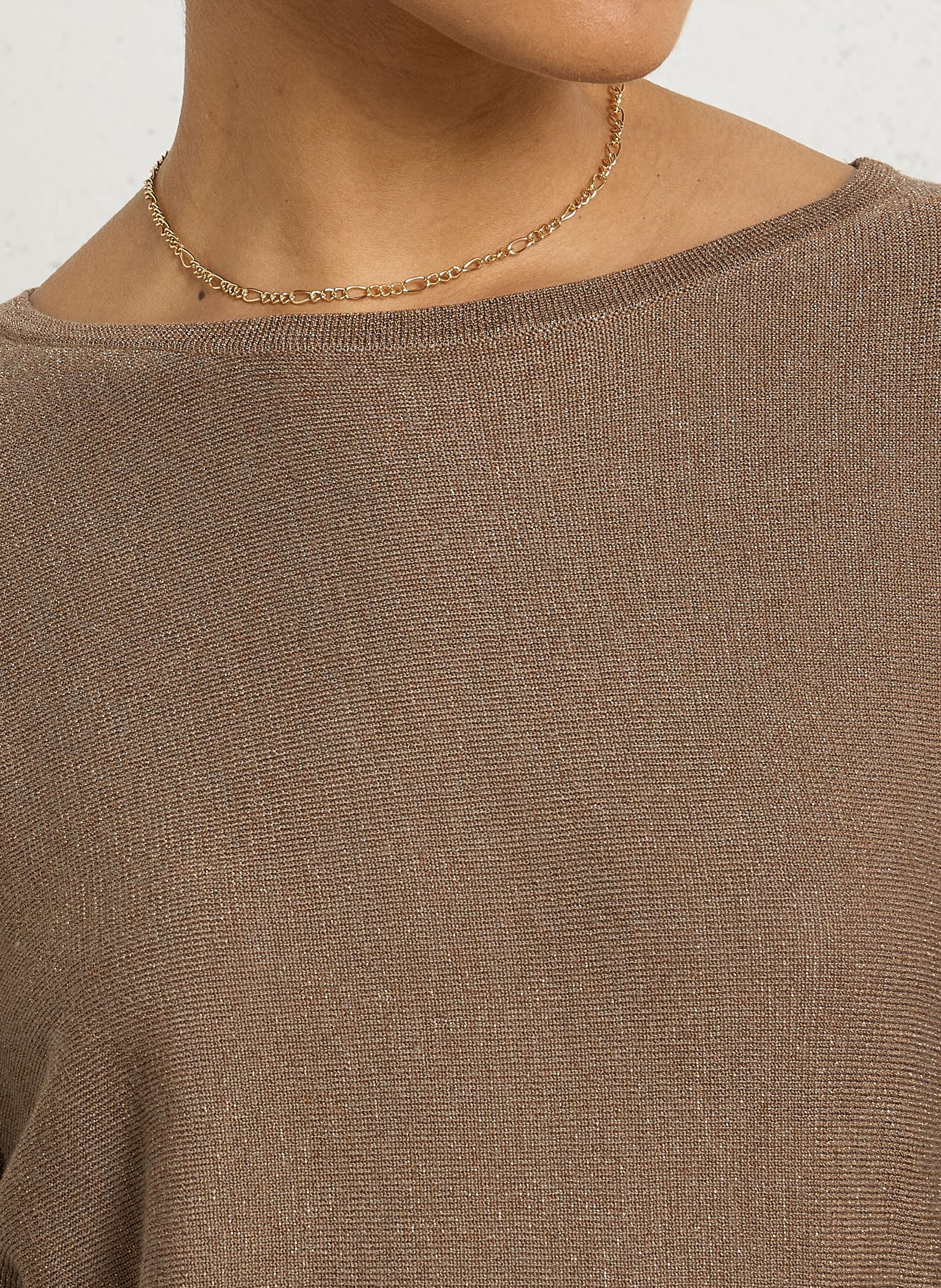 Pull fin pailleté manches 3/4 SUD EXPRESS Marron