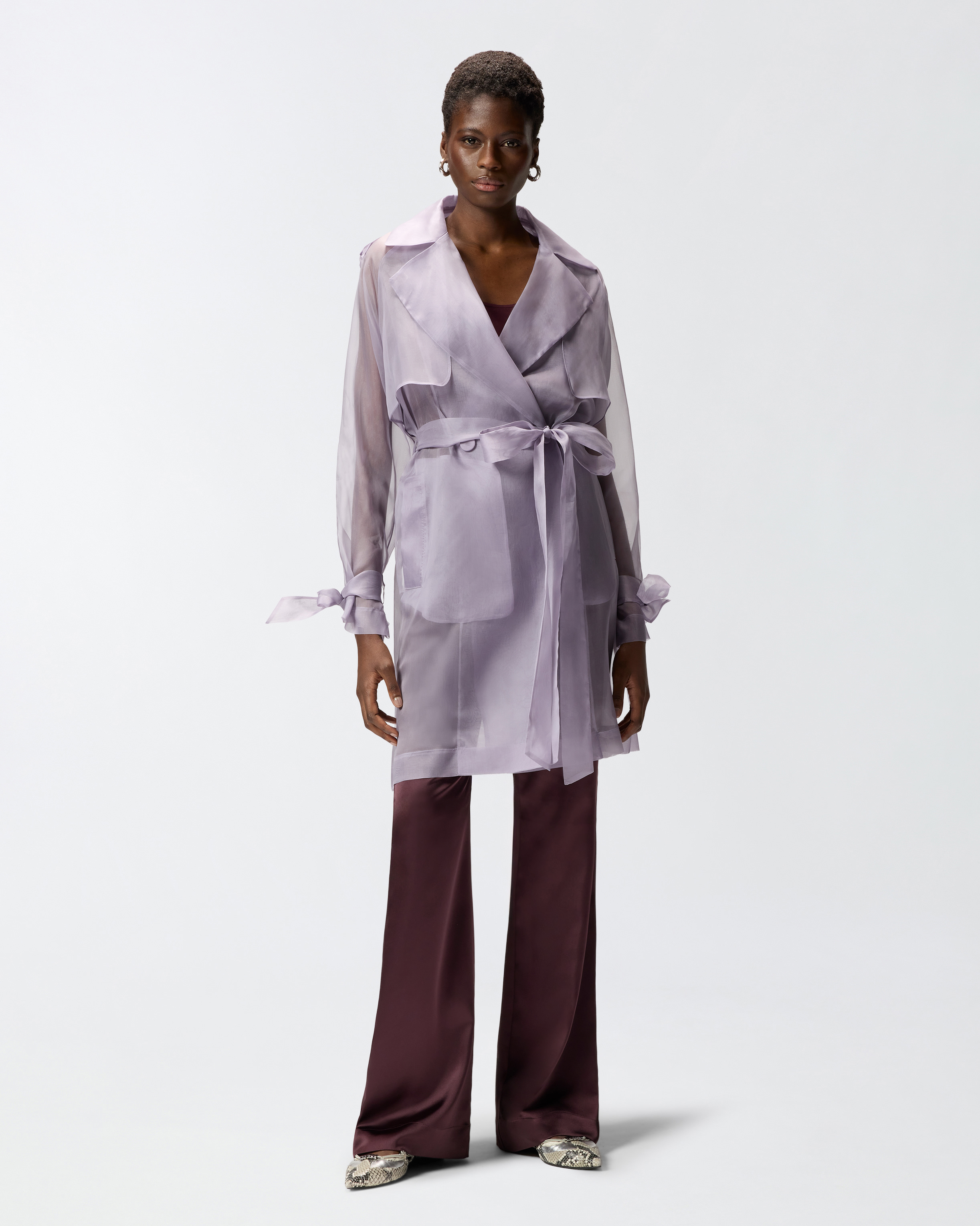 Trench en organza de soie PINKO Violet