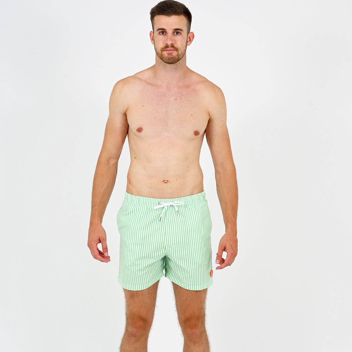 Exotic Striped Swim Shorts VENDREDI SWIMWEAR Green