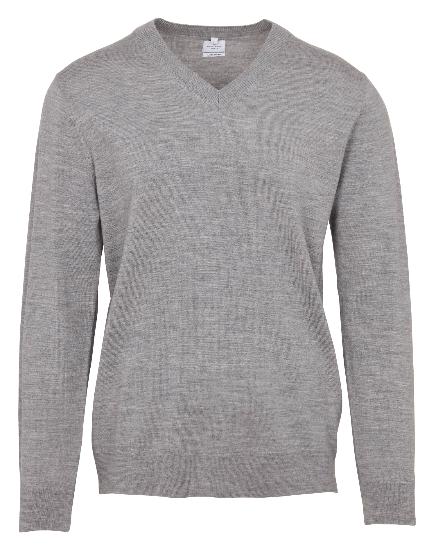 Straight V-neck merino wool sweater AU PRINTEMPS PARIS Grey