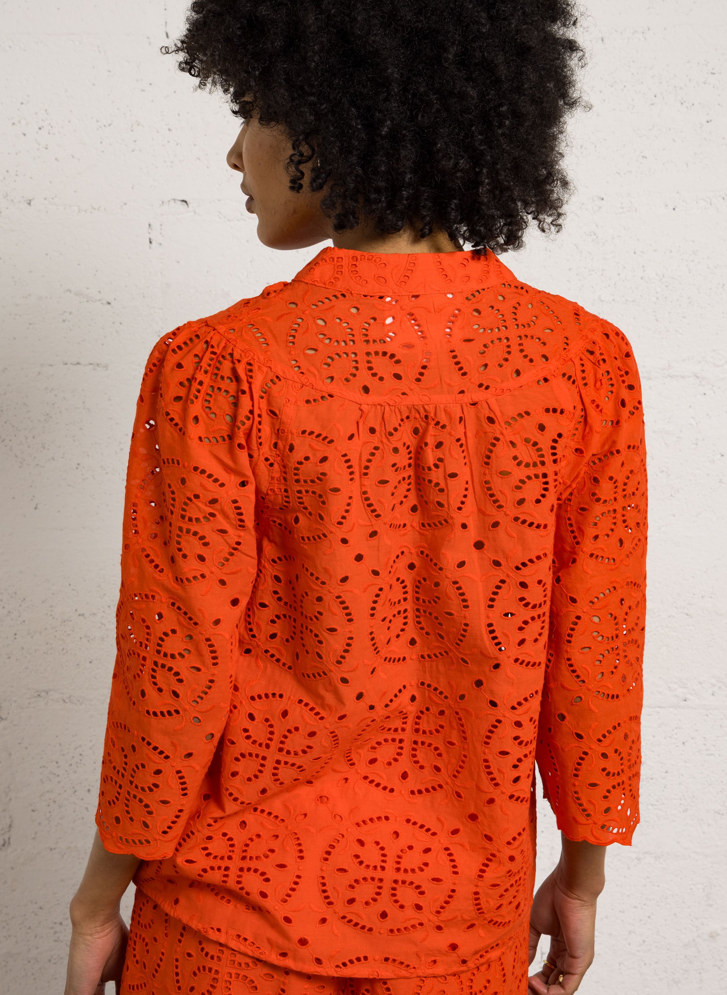 Top manches 3/4 brodé Rouge