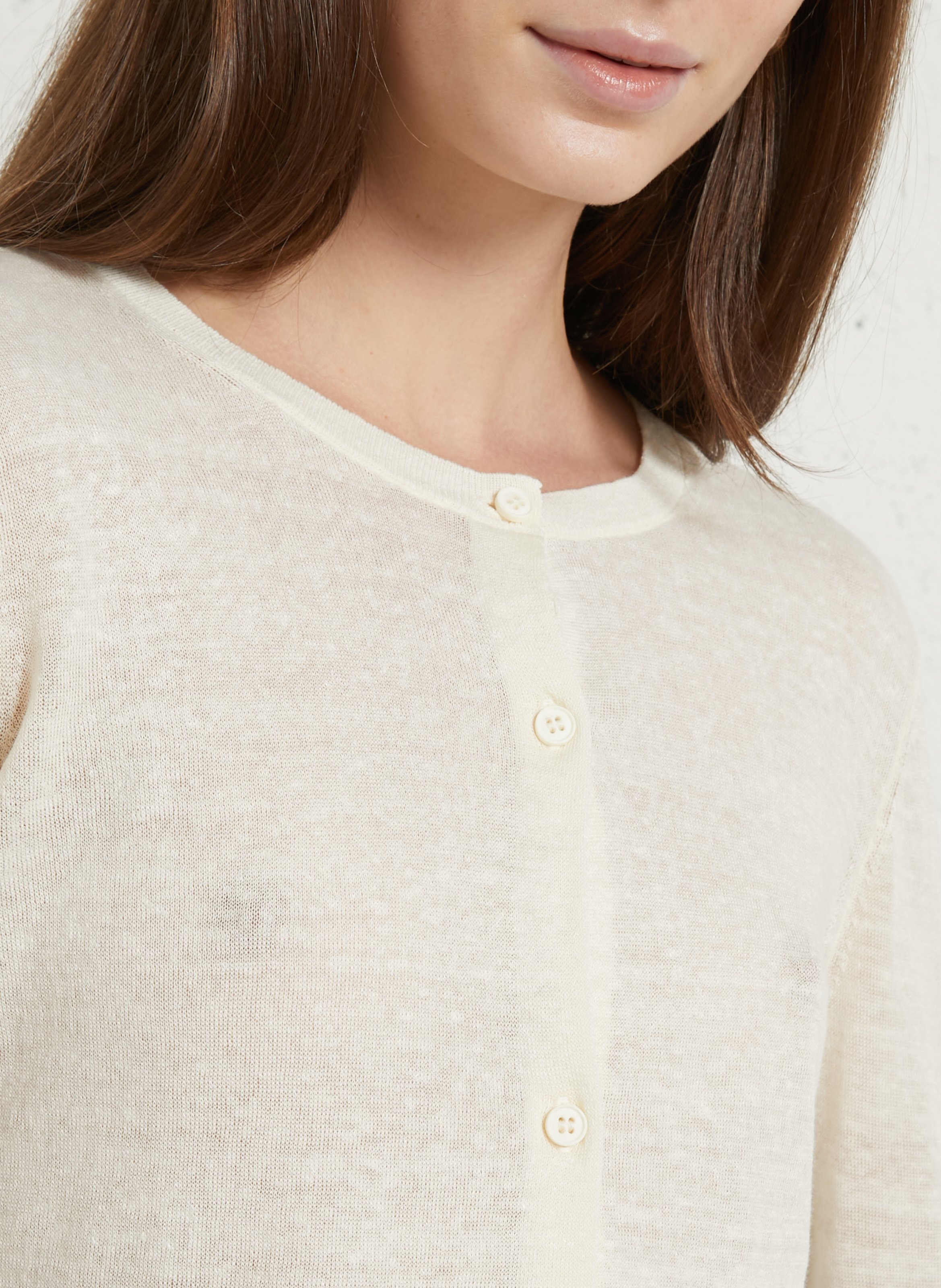 Gemischte Leinenweste mit Rundhalsausschnitt AMERICAN VINTAGE Beige
