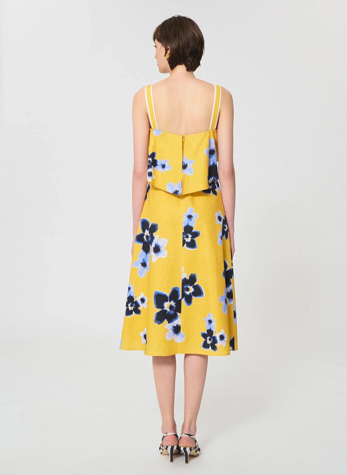 Robe courte col V en lin mélangé TARA JARMON Jaune
