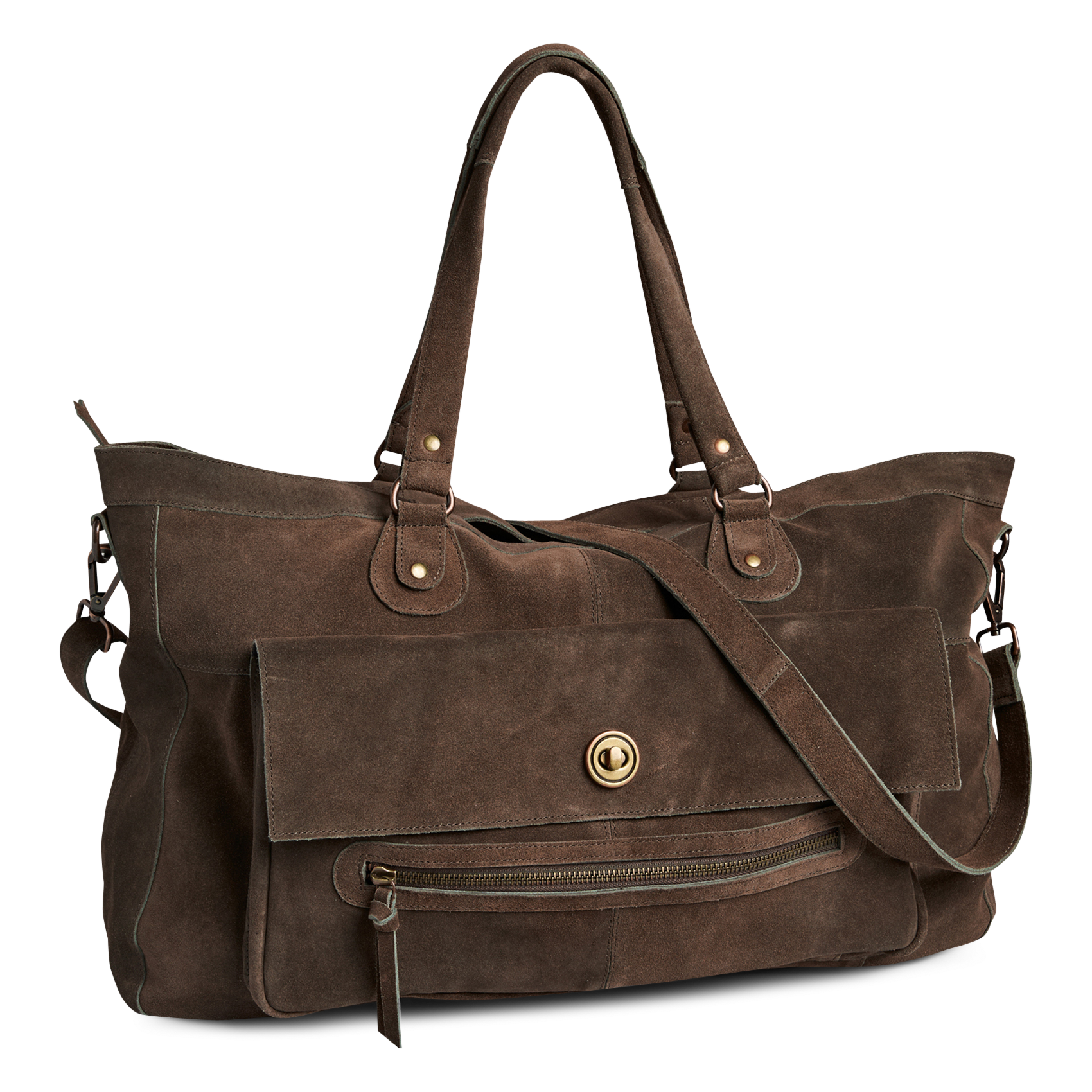 leather shoulder bag PIECES Brown