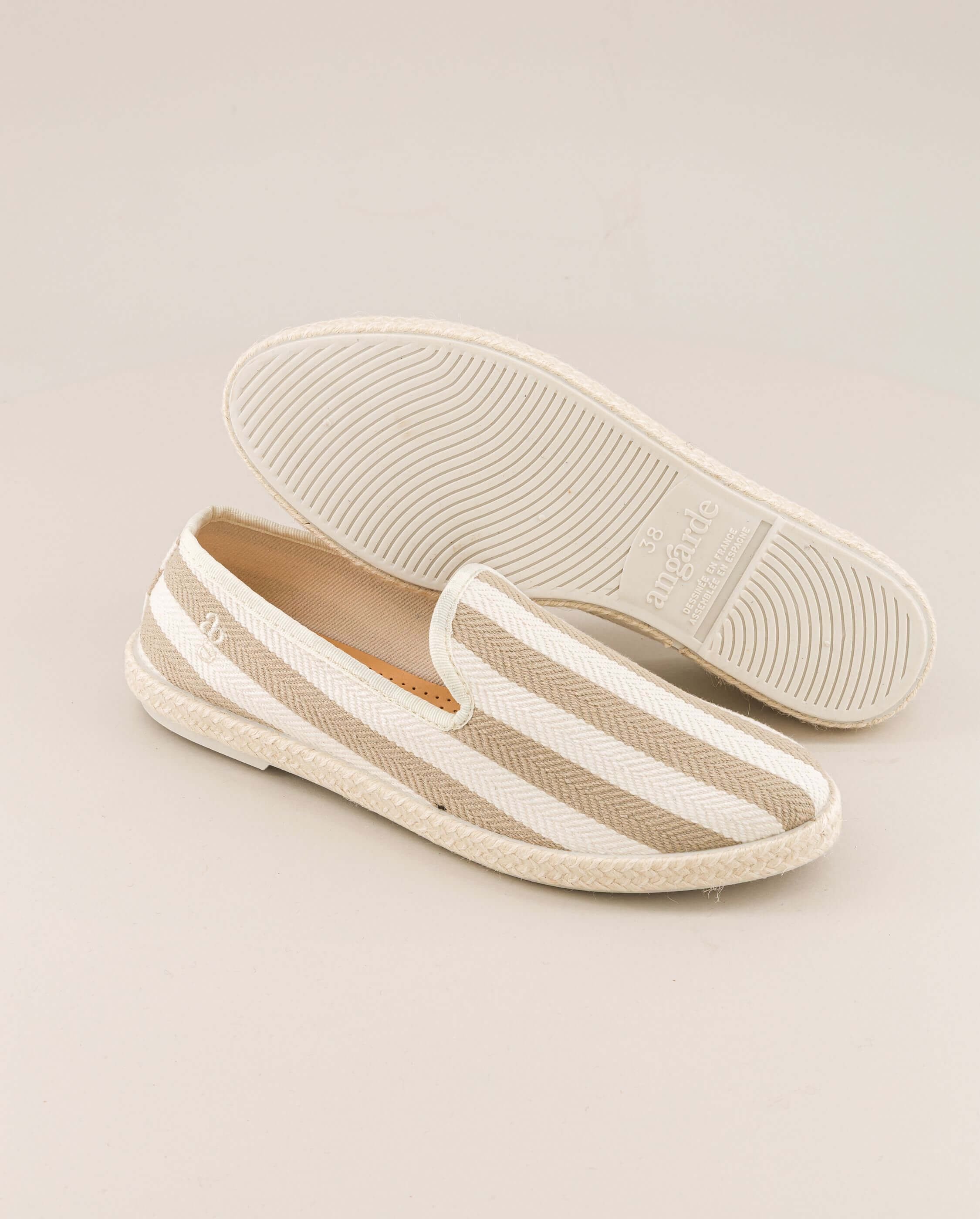 Men's espadrilles, beige stripes ANGARDE Stripes