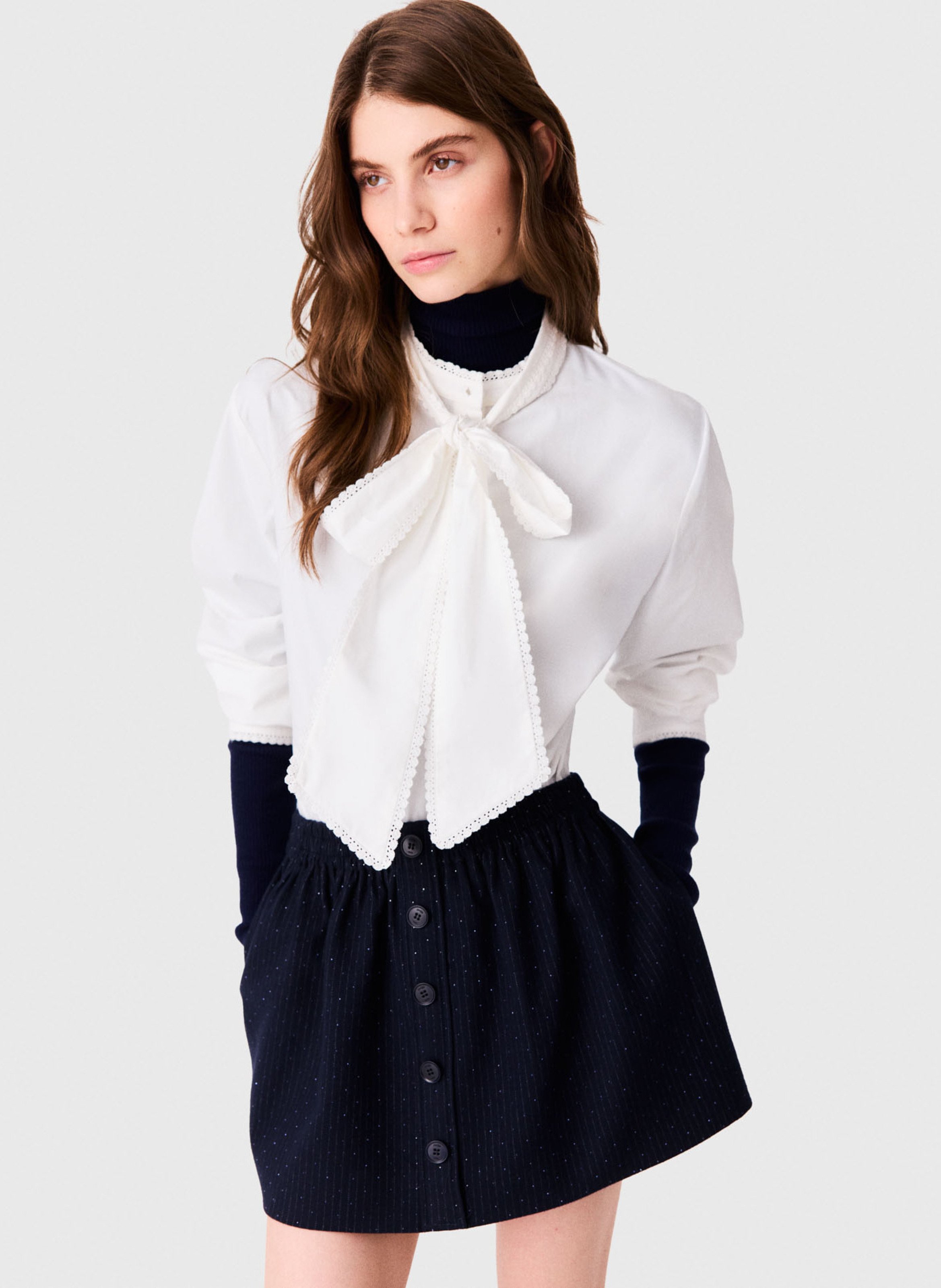 Jupe courte évasée et boutonnée MAJE Bleu
